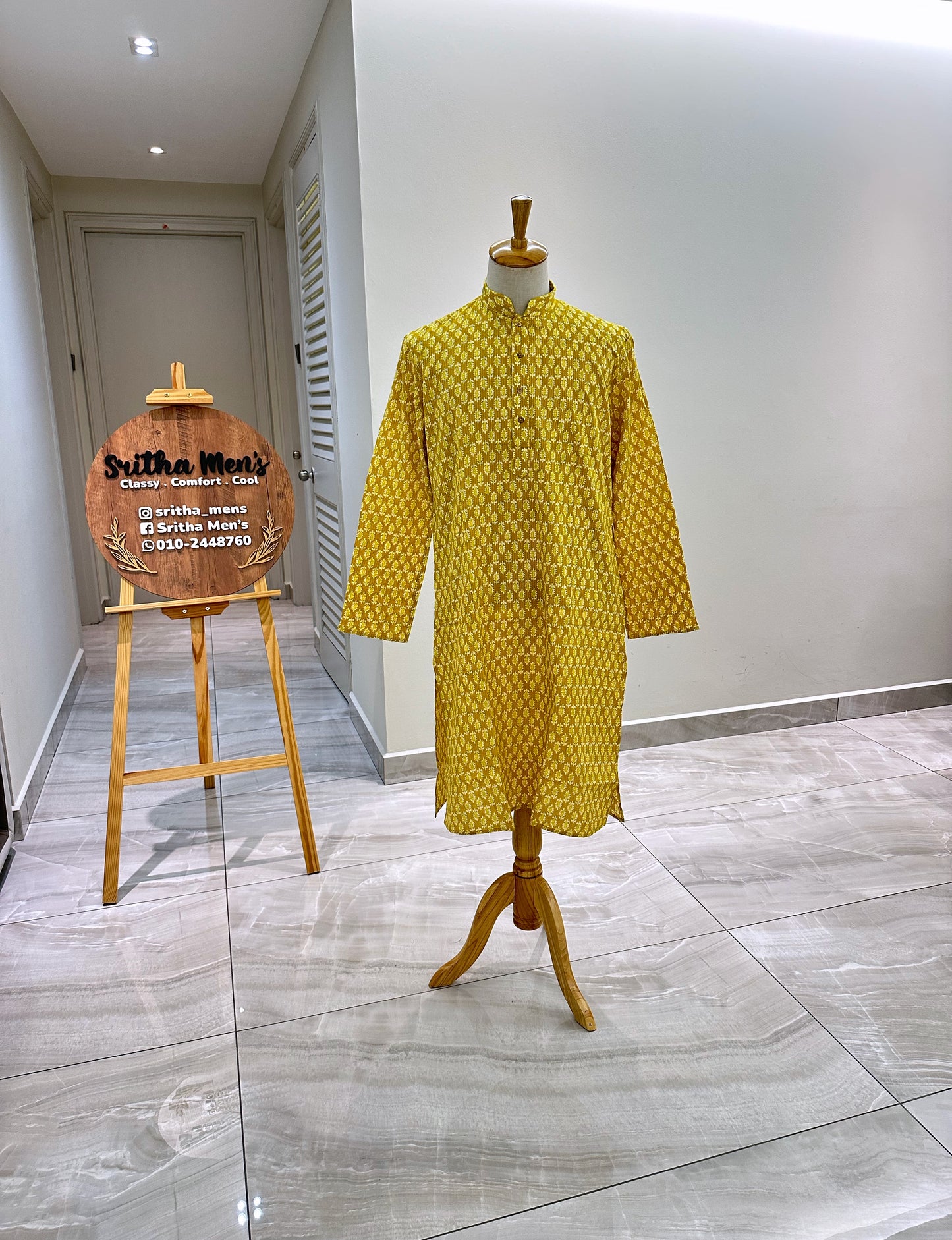 SM1123-06-02 Yellow Printed Soft Cotton Kurta Set