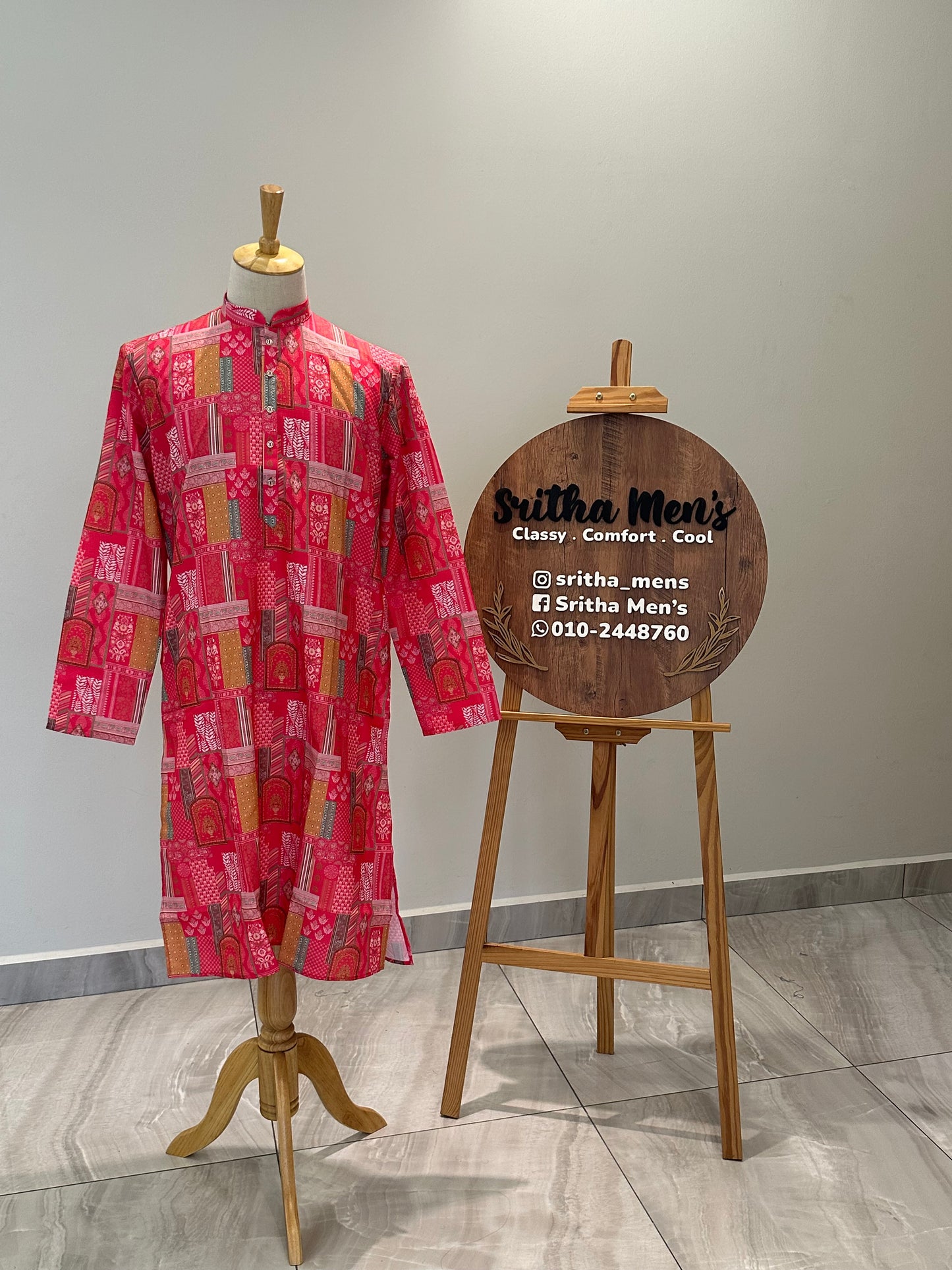 SM0625-01-04 Pink Printed Cotton Kurta