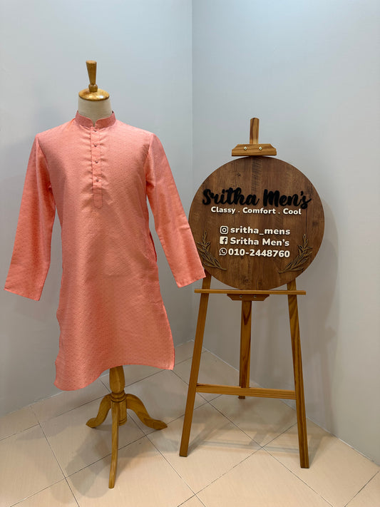 SM0626-02-11 Pink & Gold Silk Blend Kurta Set