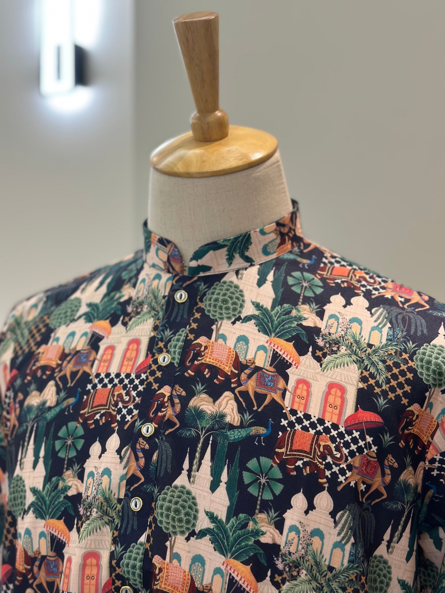 SM0625-01-05 Navy Blue Animal Printed Cotton Kurta