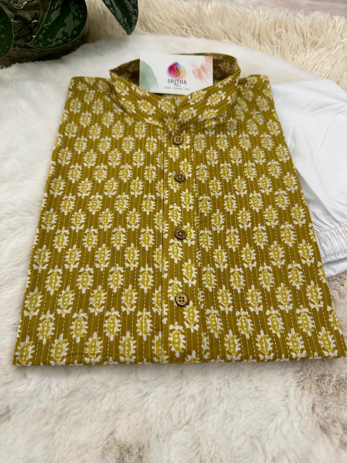 SM1123-06-03 Mustard Soft Cotton Kurta Set