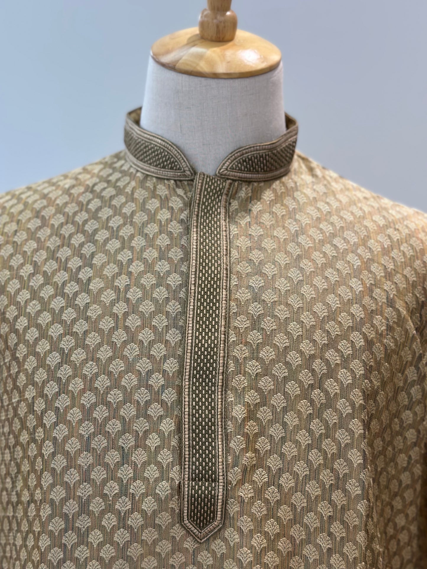 SM0625-06-05 Gold Cotton Blend Kurta Set