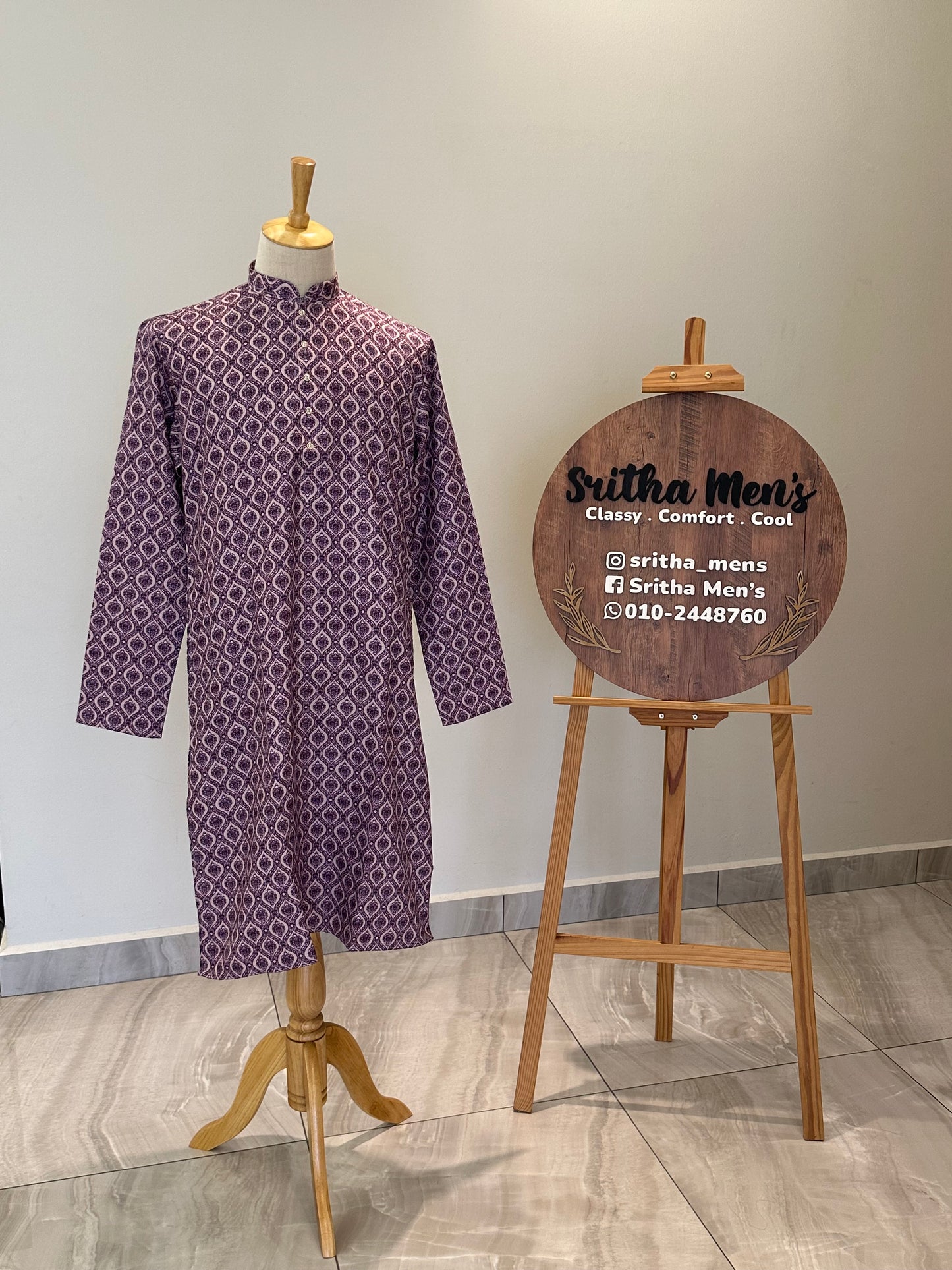 SM0625-01-11 Lavender Khadi Silk Kurta