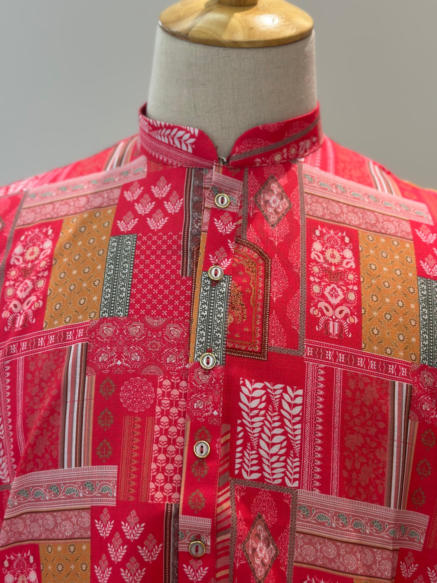 SM0625-01-04 Pink Printed Cotton Kurta