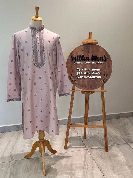 SM1125-06-03 Lavender Soft Silk & Woven Design Kurta Set