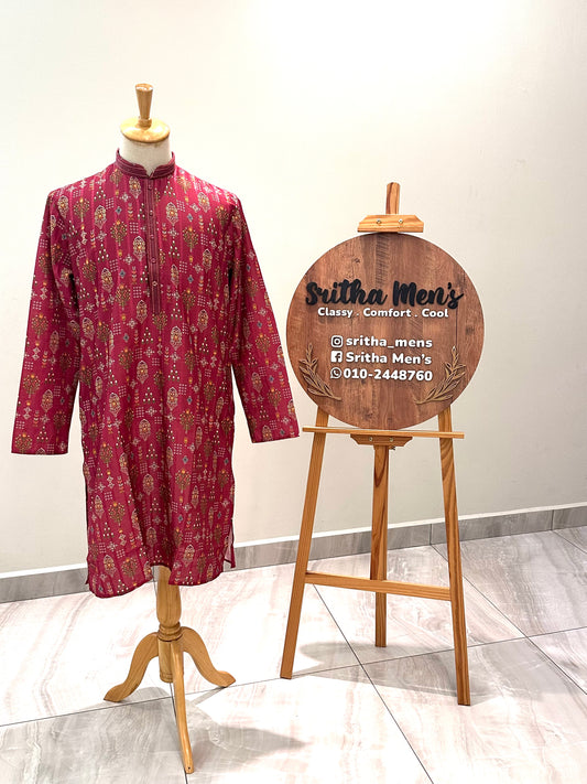 SM1225-01-16 Red Pink Soft Cotton Silk Kurta