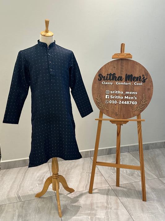 SM1125-02-10 Dual Shade Navy Blue & Green Jacquard Kurta Set
