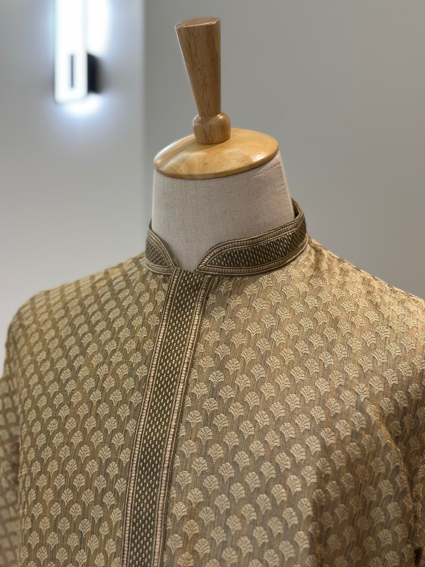 SM0625-06-05 Gold Cotton Blend Kurta Set