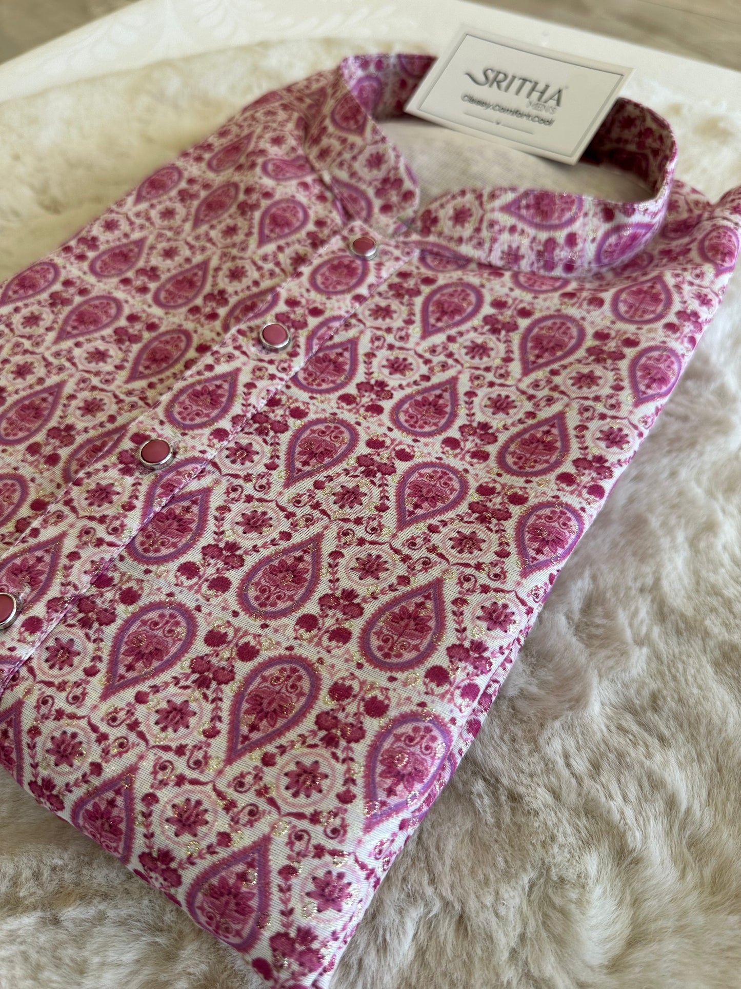 SM0625-02-04 Magenta Pink Silk Blend with Lining Kurta Set