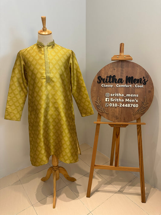 SM0726-06-01 Golden Green Soft Silk Blend Kurta Set
