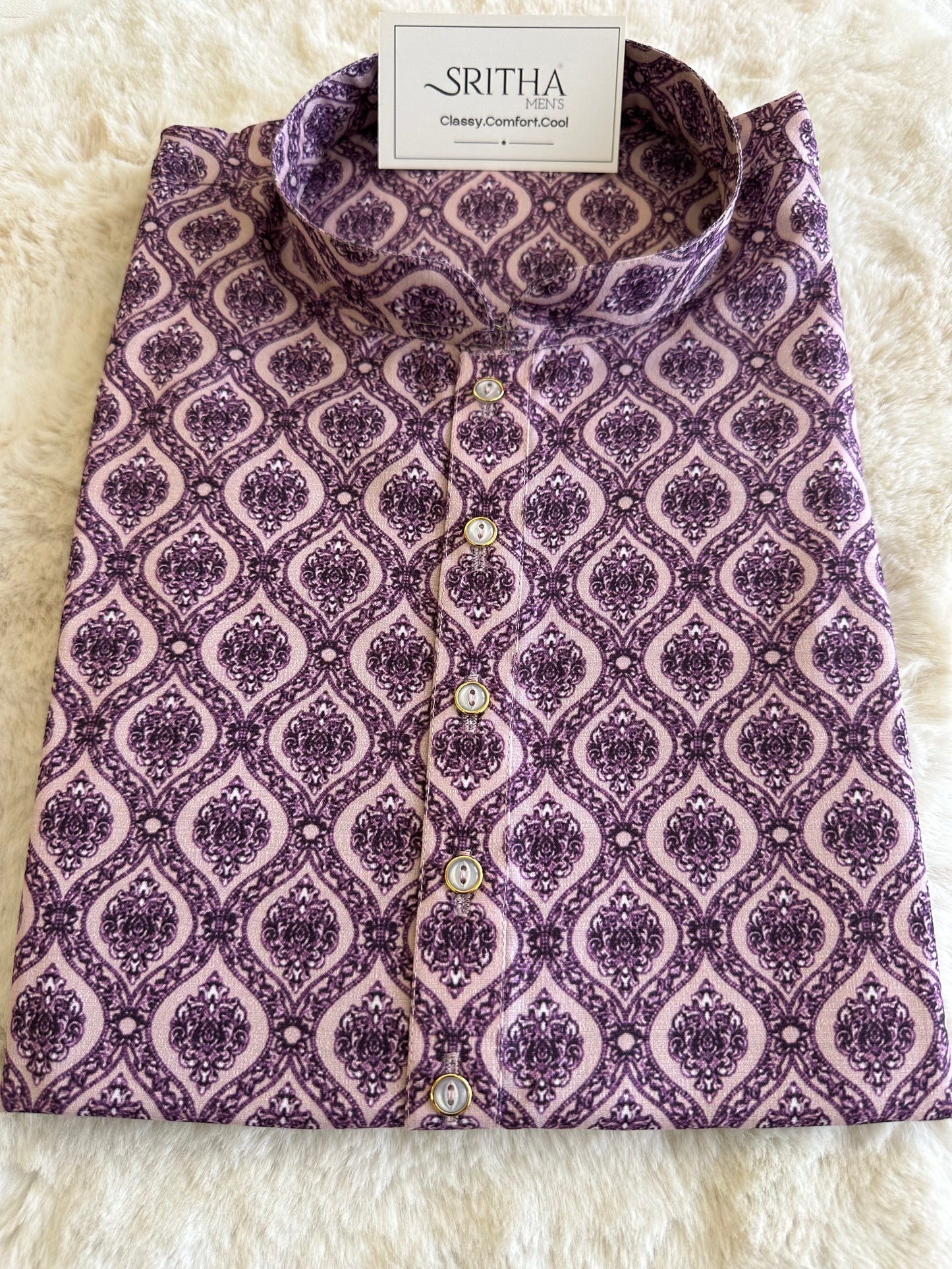 SM0625-01-11 Lavender Khadi Silk Kurta
