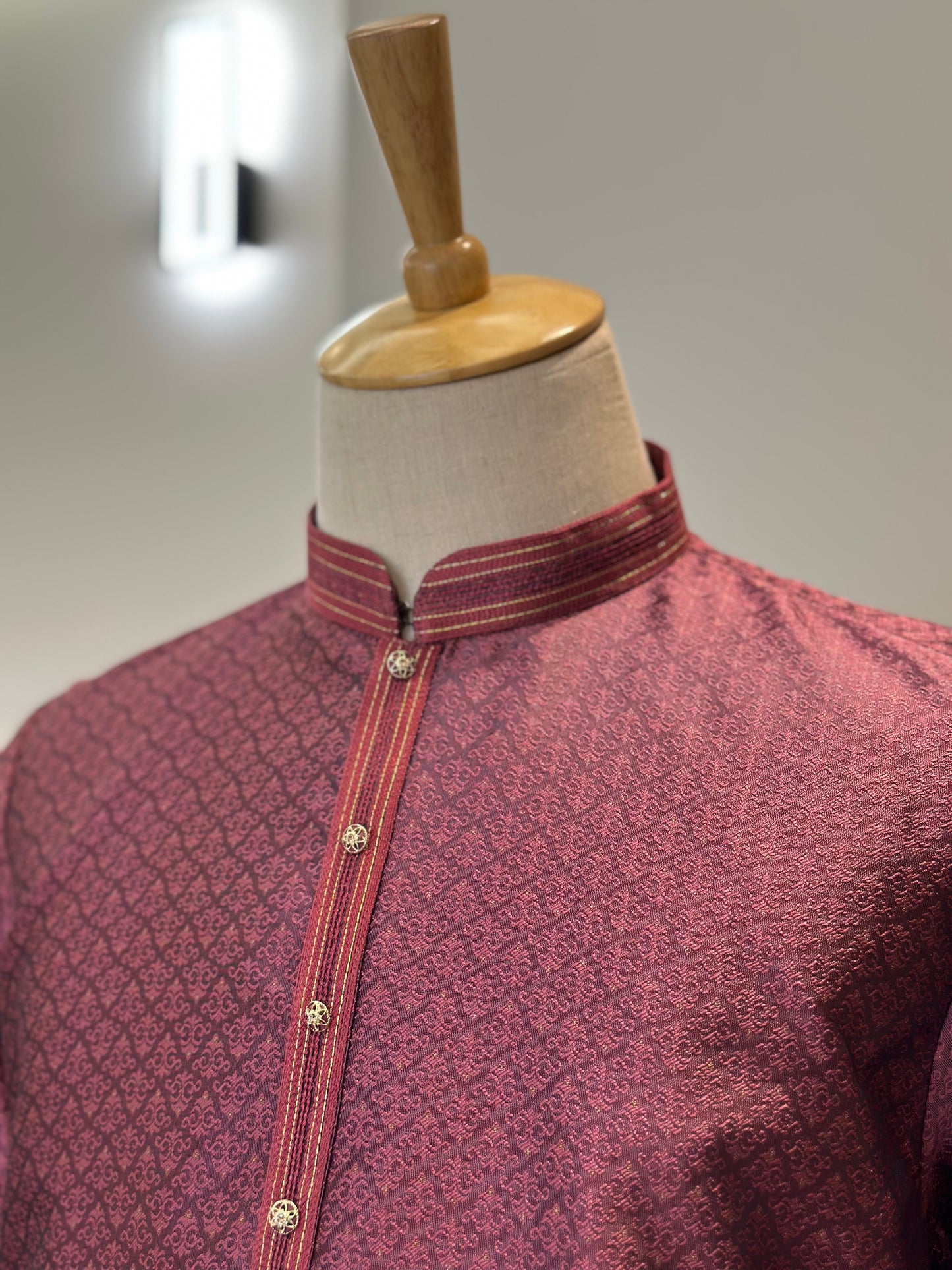 SM0825-02-06 Rose Pink Jacquard With Full Cotton Lining Kurta Set