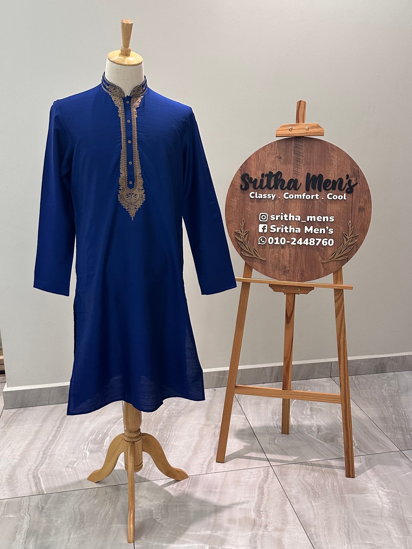 SM0625-06-0 Dark Blue Soft Cotton Silk Blend Kurta Set