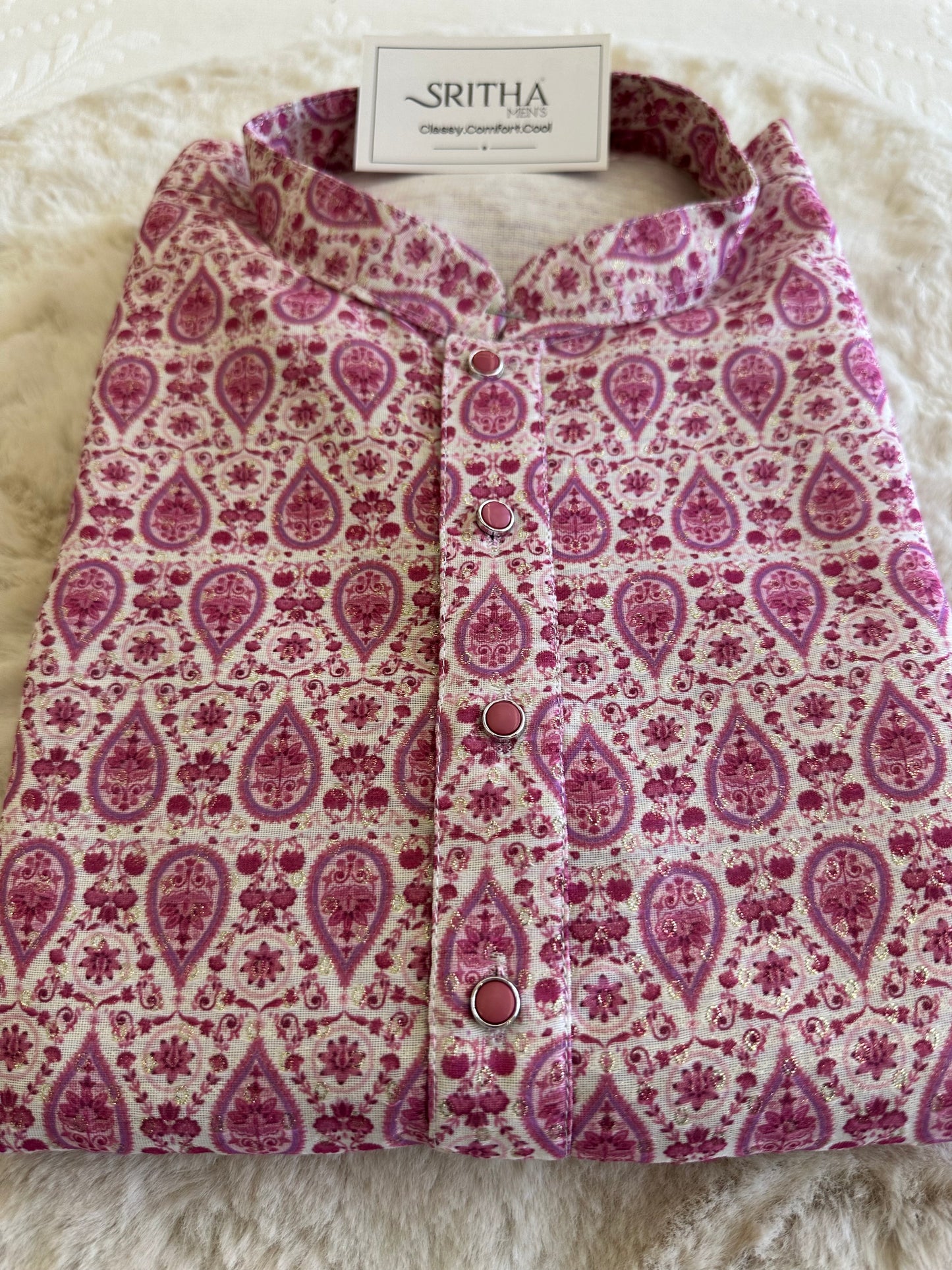 SM0625-02-04 Magenta Pink Silk Blend with Lining Kurta Set