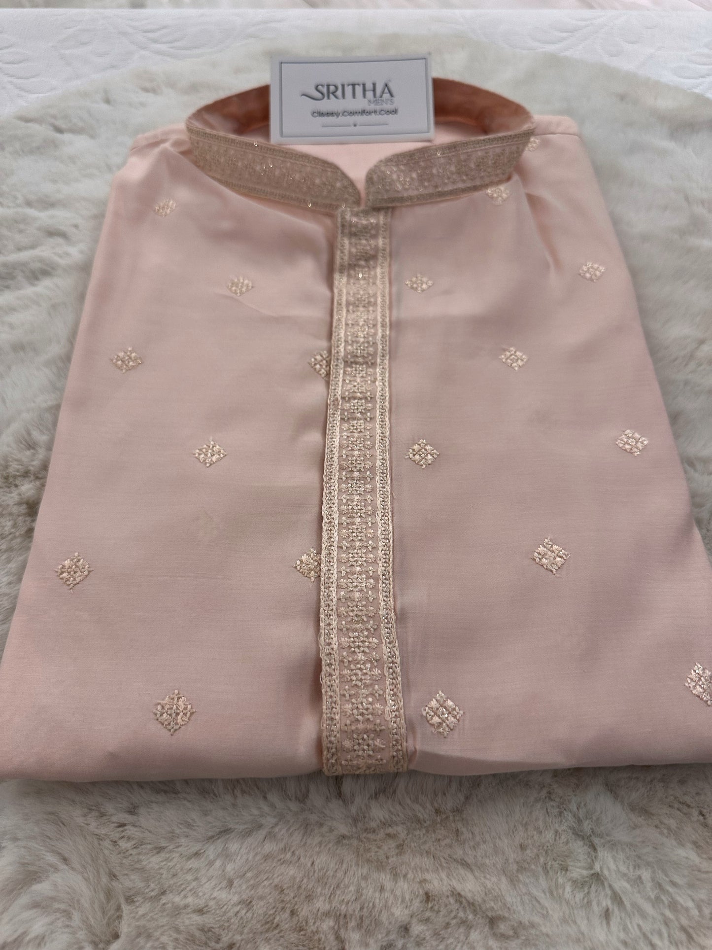 SM0325-06-04 Pink Soft Silk & Embroidery Kurta Set