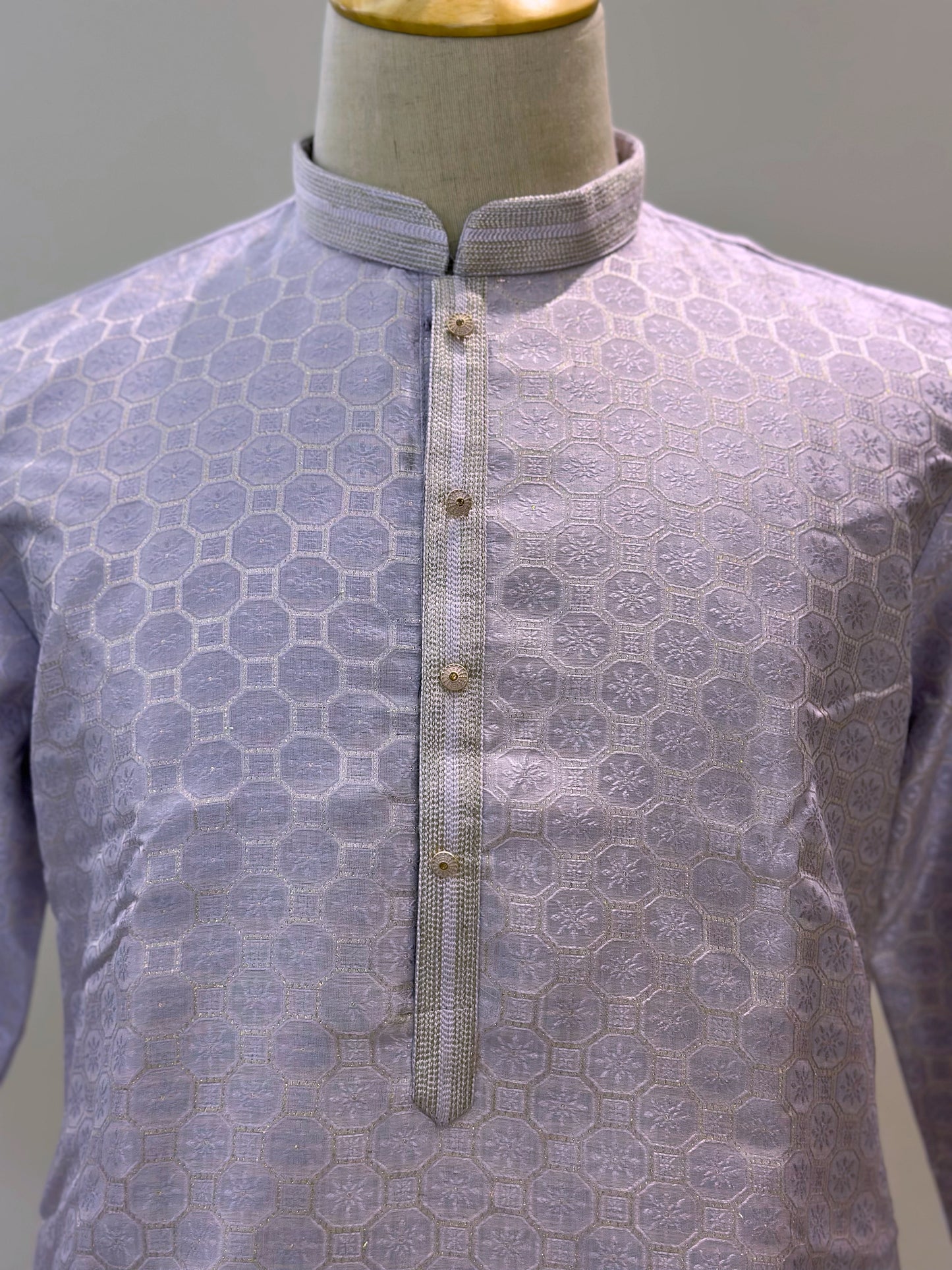 SM0225-02-12 Lavender Silk Blend Kurta with Full Cotton Lining