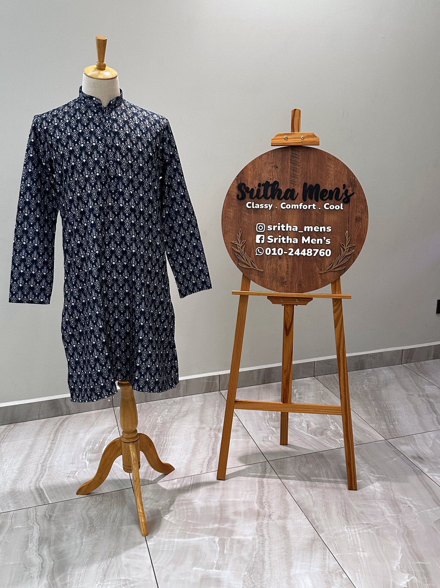 SM0525-02-13 Navy Blue Soft Cotton Kurta Set