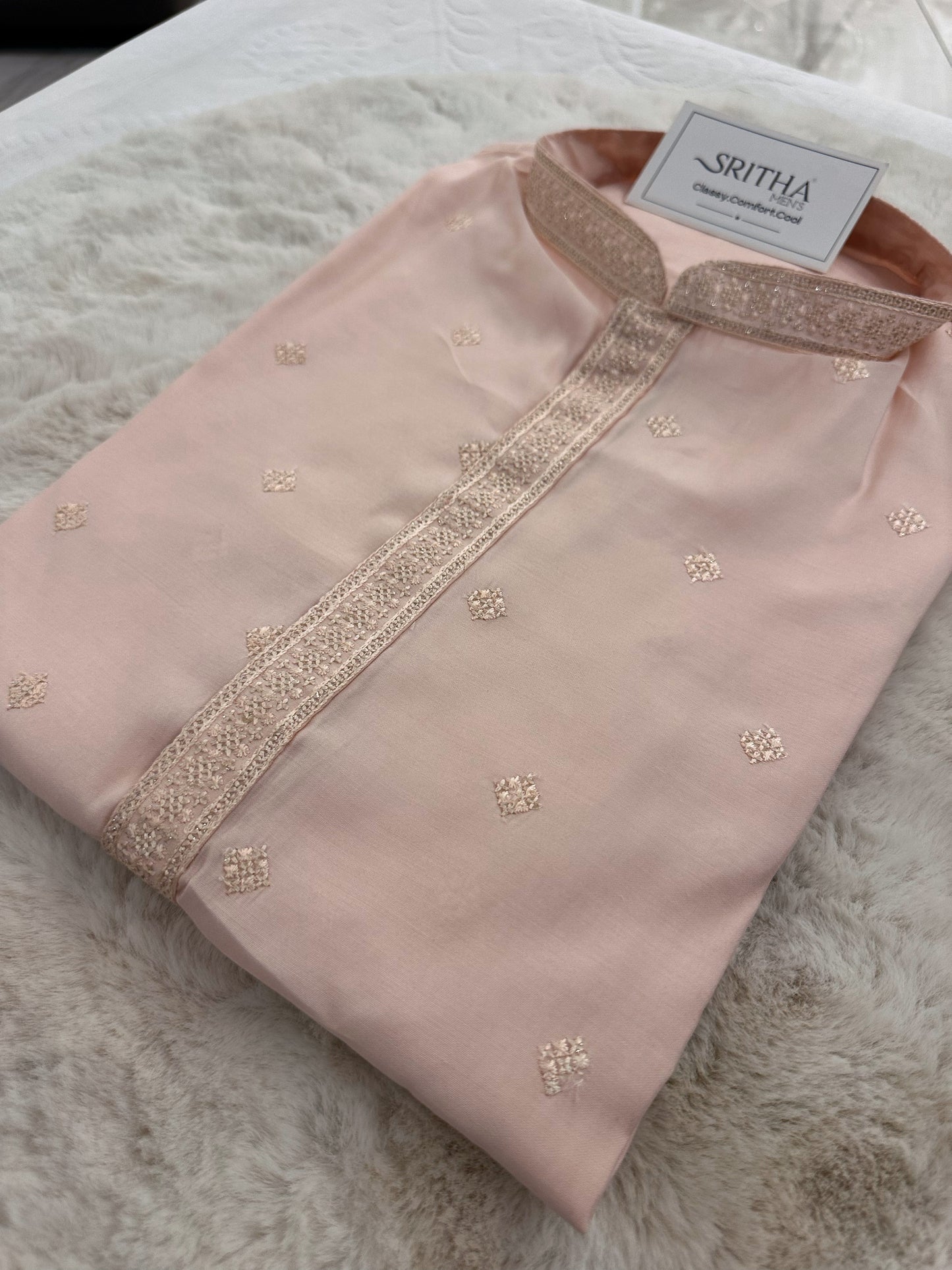 SM0325-06-04 Pink Soft Silk & Embroidery Kurta Set
