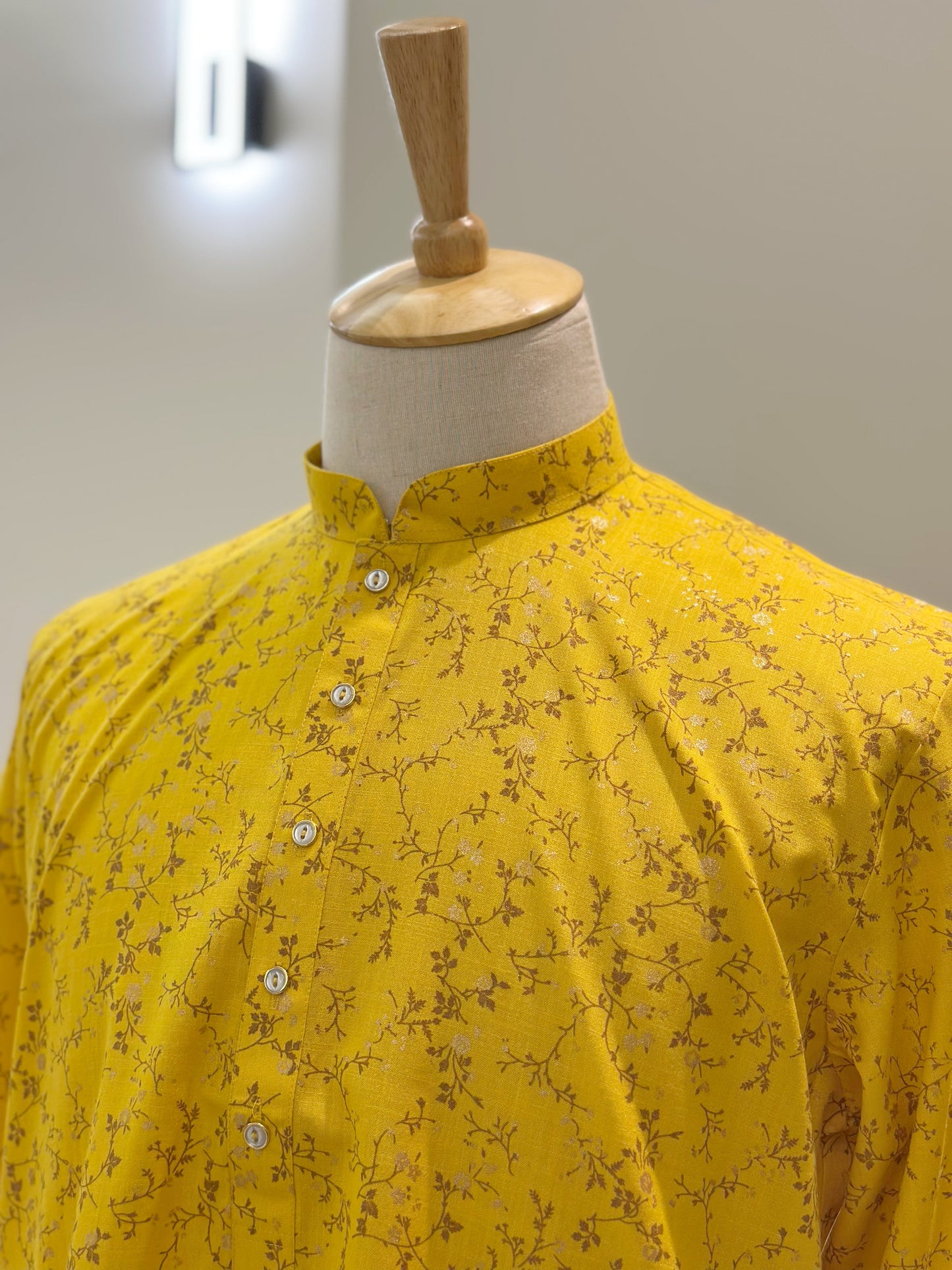 SM0624-01-11 Yellow Floral Solid Cotton Kurta