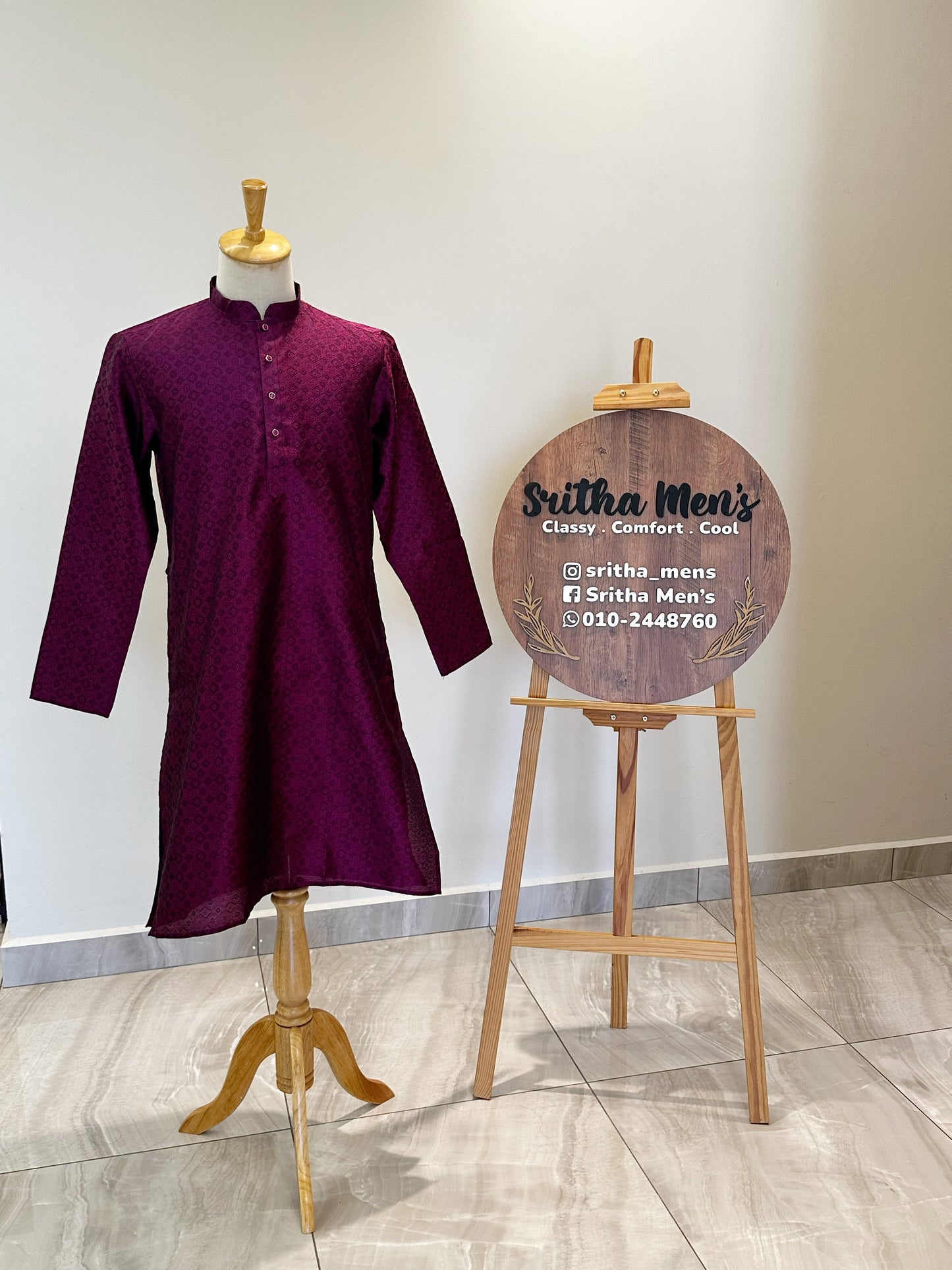 SM0525-02-02 Dark Wine Purple Kurta Set