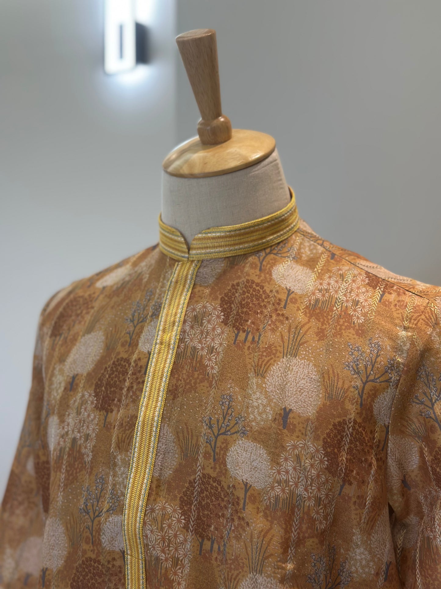 SM1224-01-04 Yellow Floral Cotton Silk Kurta