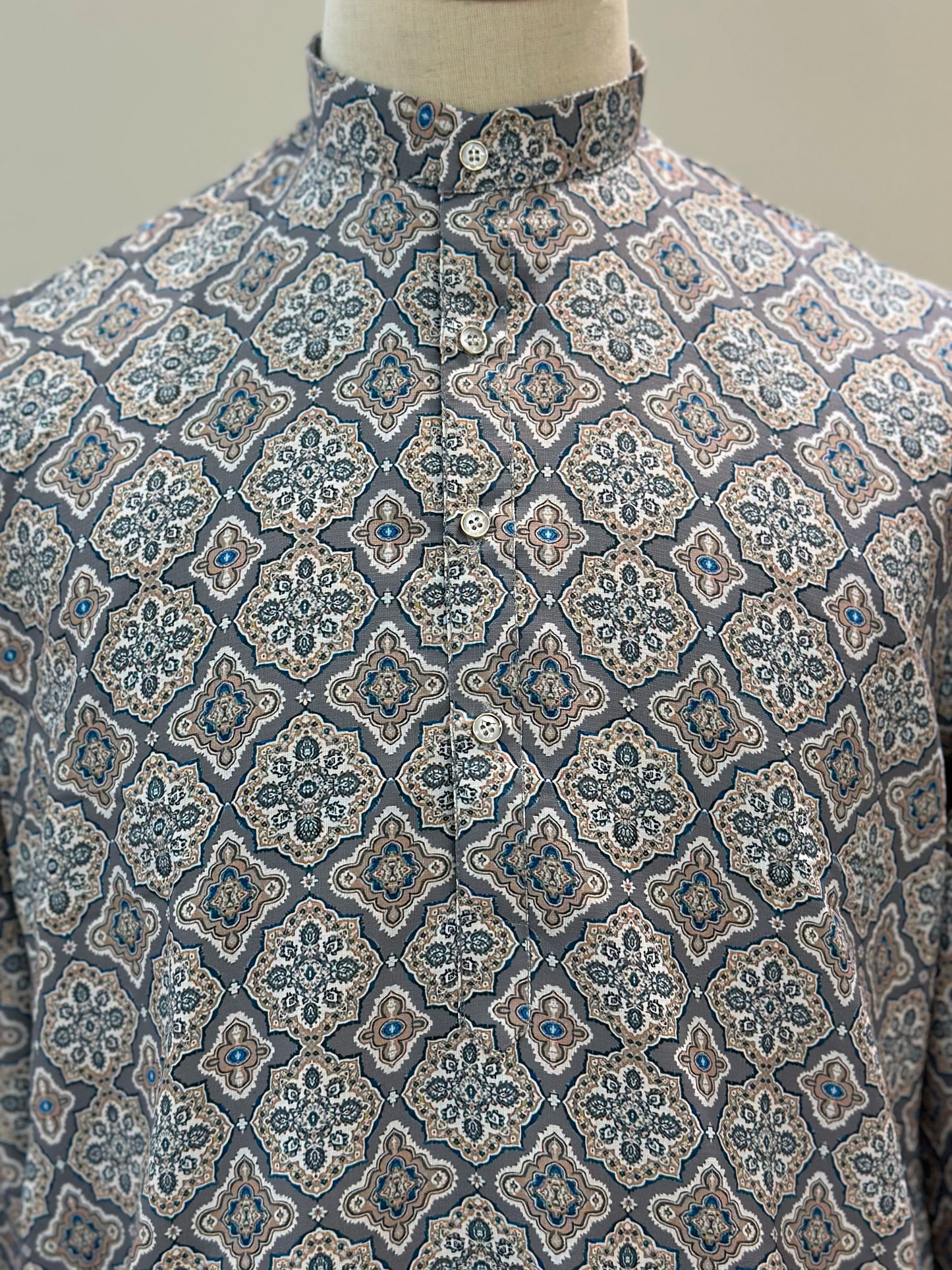 SM1024-01-18 Grey Blue Viscose Print Kurta