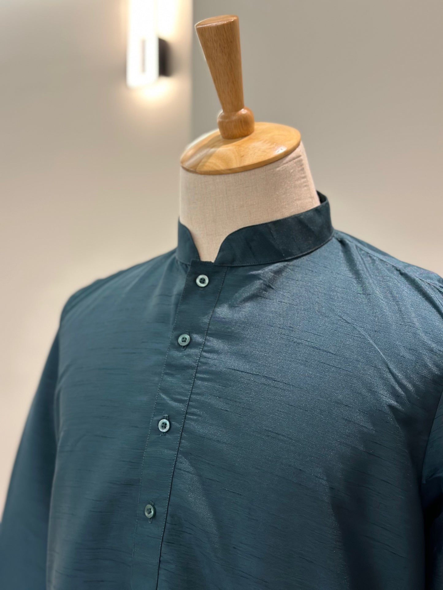 SM0724-06-10 Bottle Green Soft Silk Kurta Set