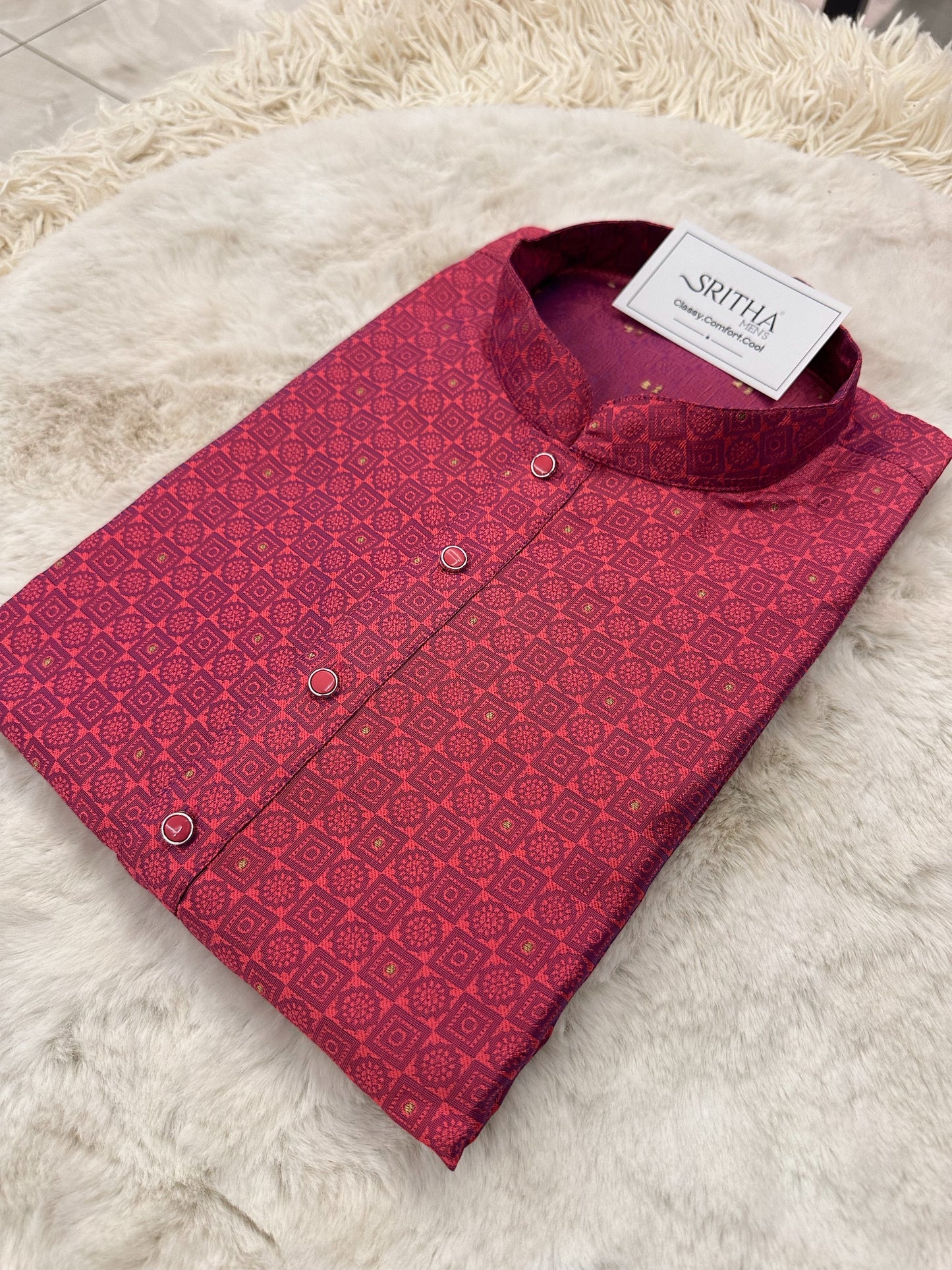 SM1024-02-09 Rani Pink Silk Blend Kurta Set