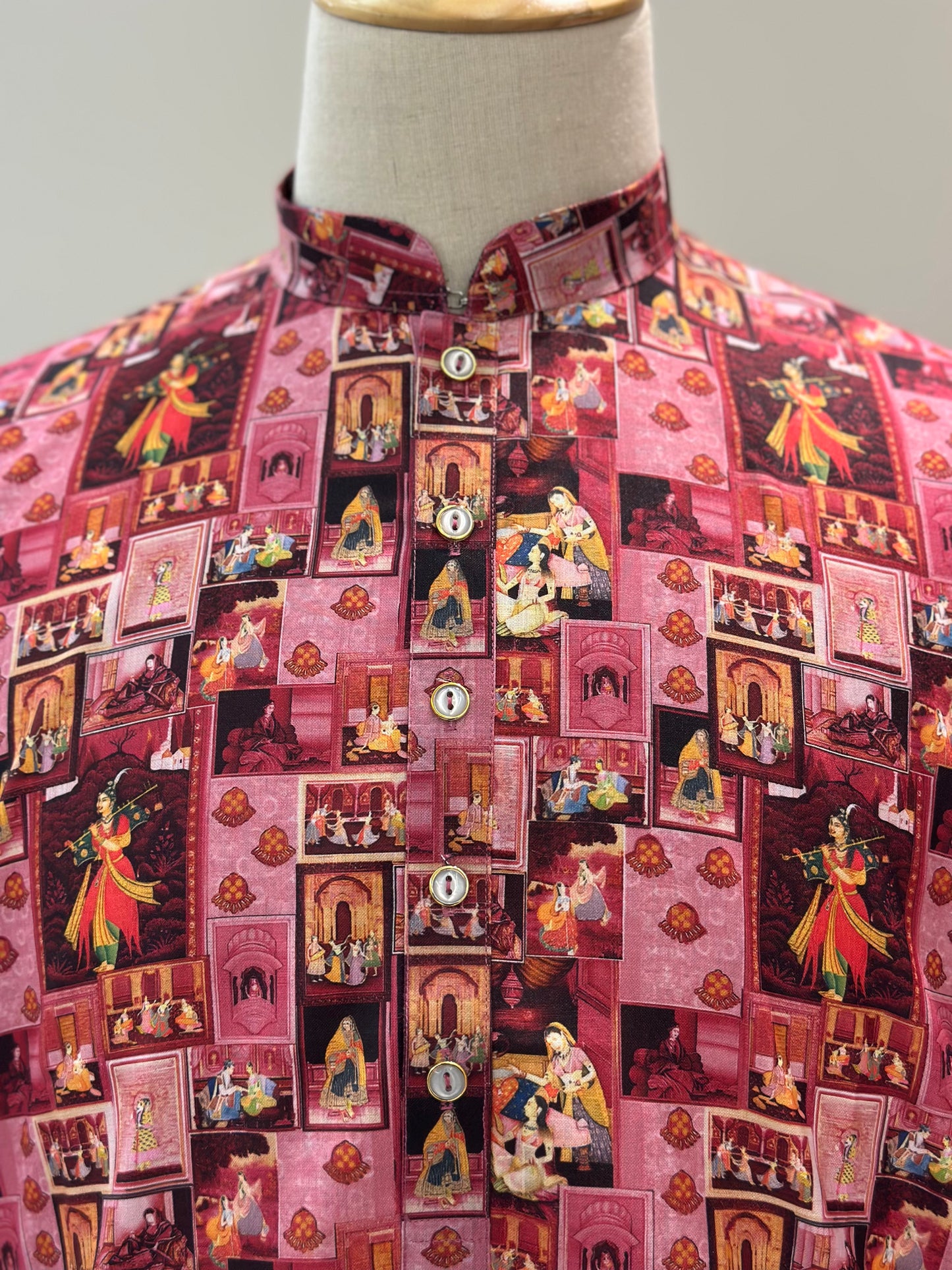 SM0325-01-05 Pink Tribe Design Printed Cotton Kurta