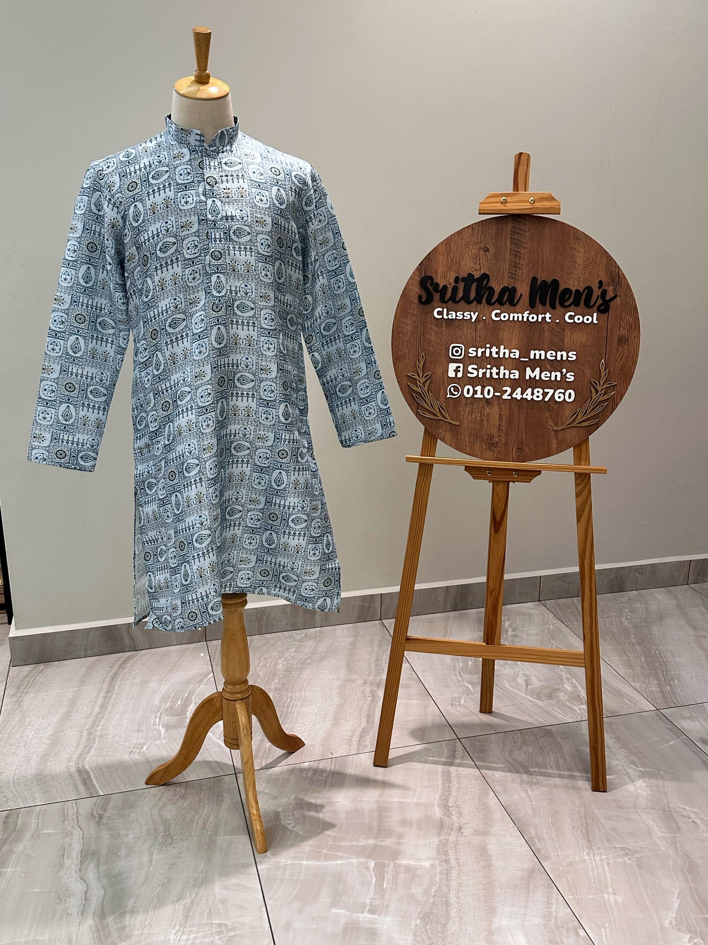 SM0525-02-14 Light Blue Soft Silk Blend Kurta Set