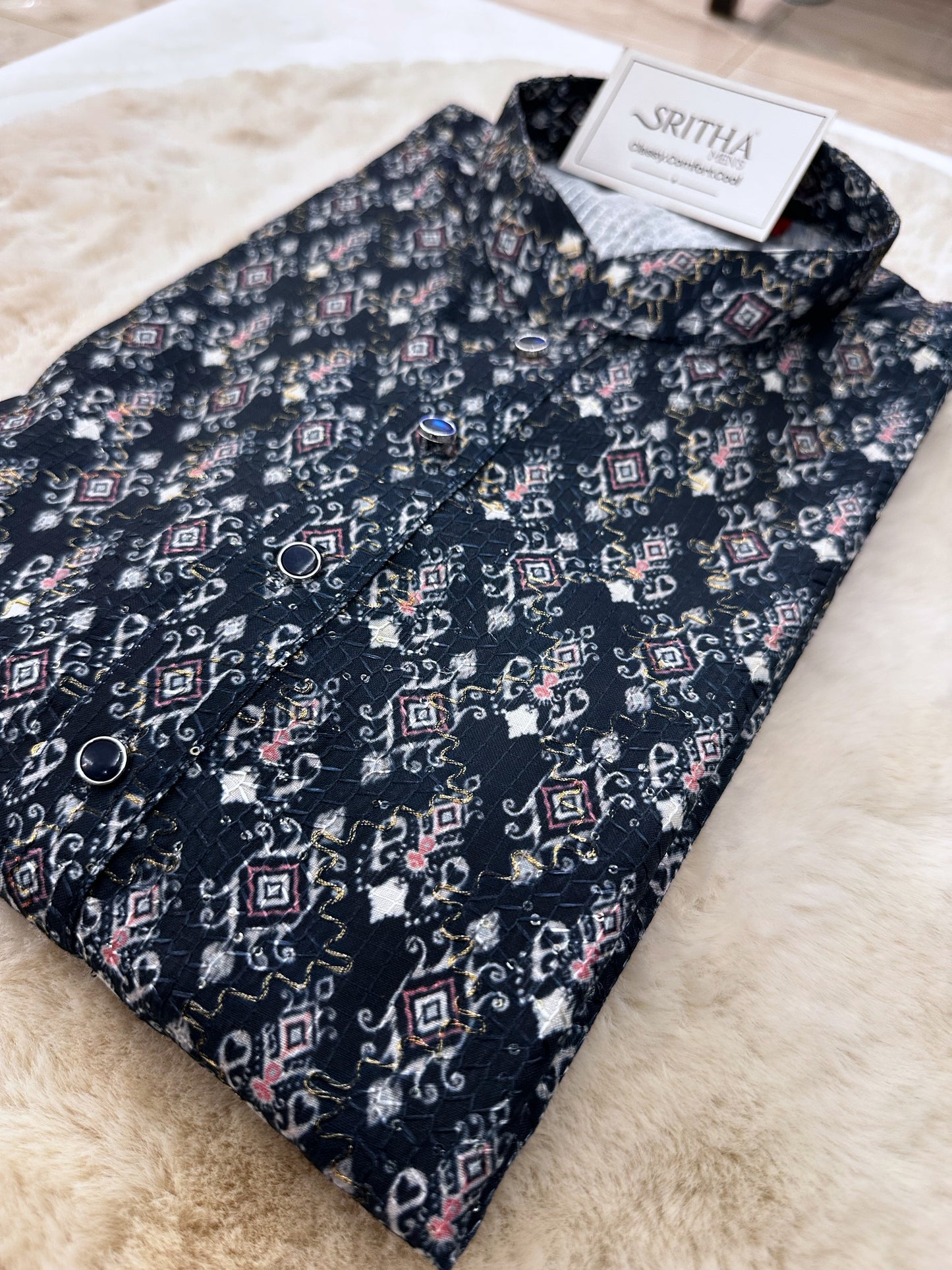 SM0525-02-13 Navy Blue Soft Cotton Kurta Set