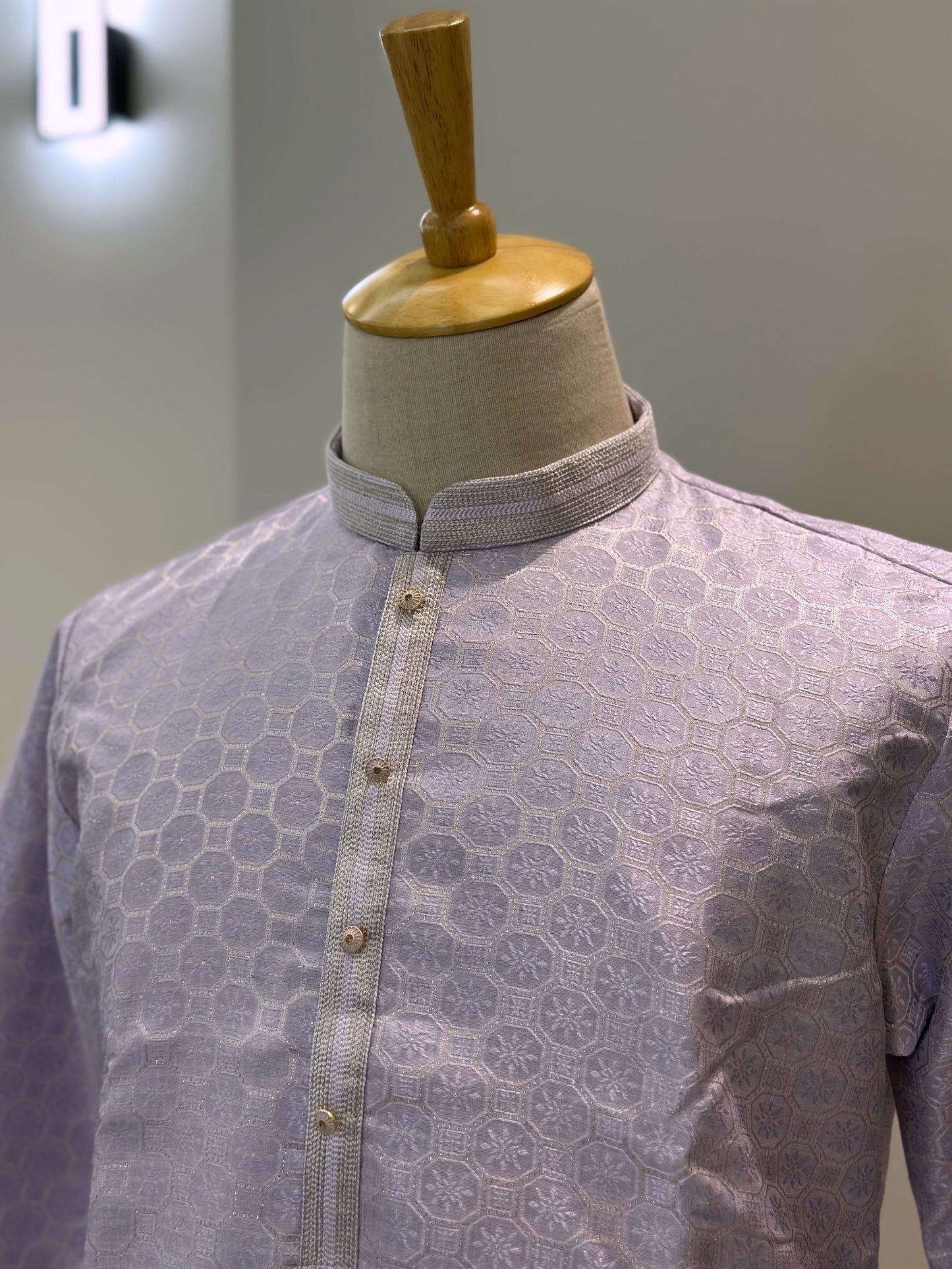 SM0225-02-12 Lavender Silk Blend Kurta with Full Cotton Lining