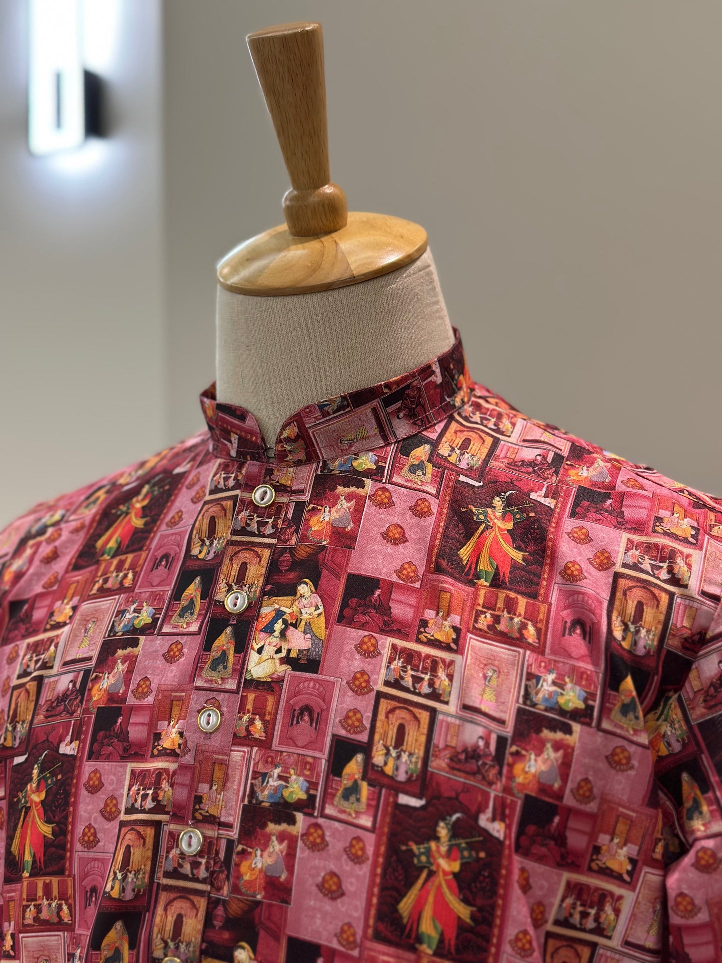 SM0325-01-05 Pink Tribe Design Printed Cotton Kurta