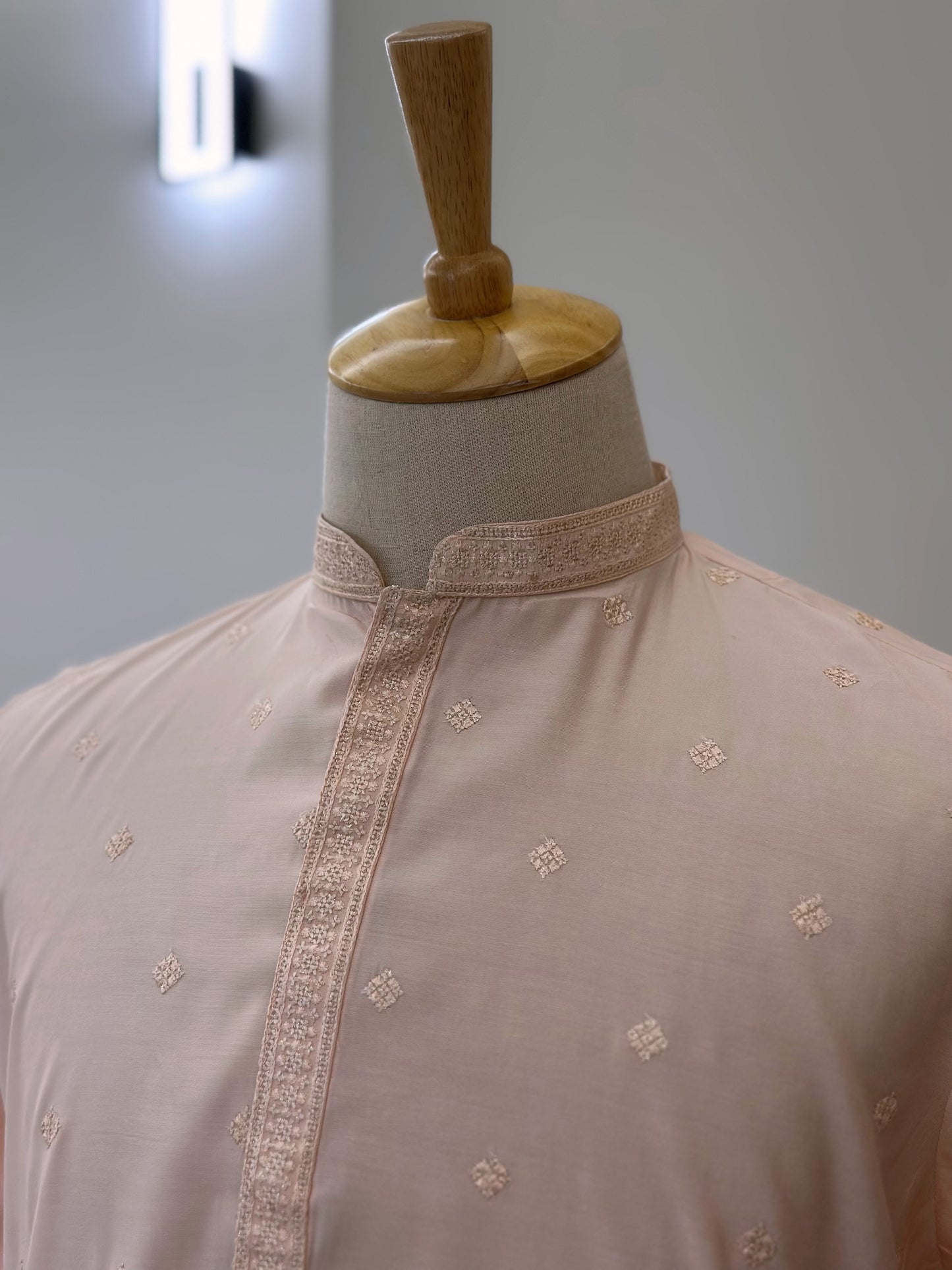 SM0325-06-04 Pink Soft Silk & Embroidery Kurta Set