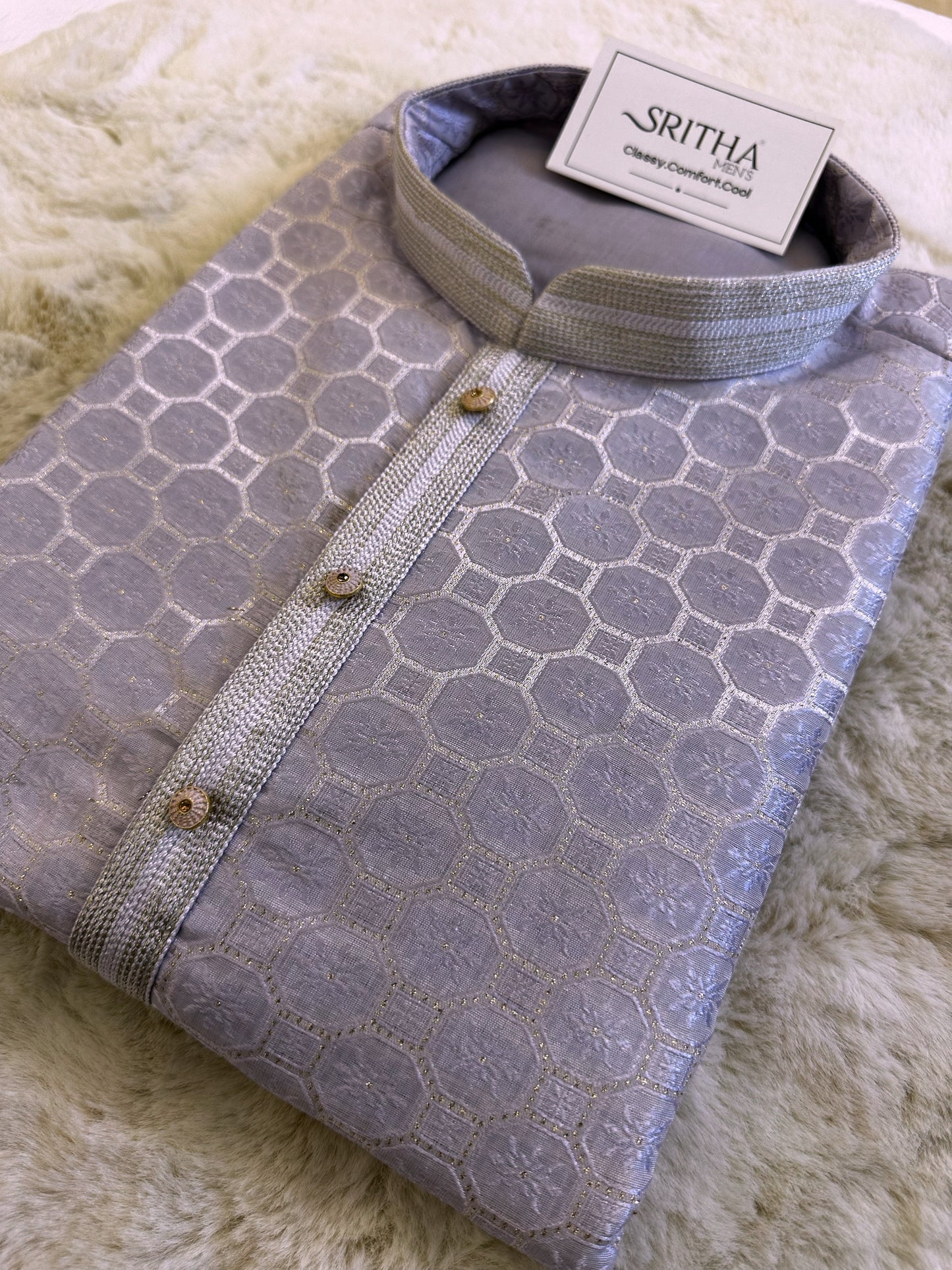 SM0225-02-12 Lavender Silk Blend Kurta with Full Cotton Lining