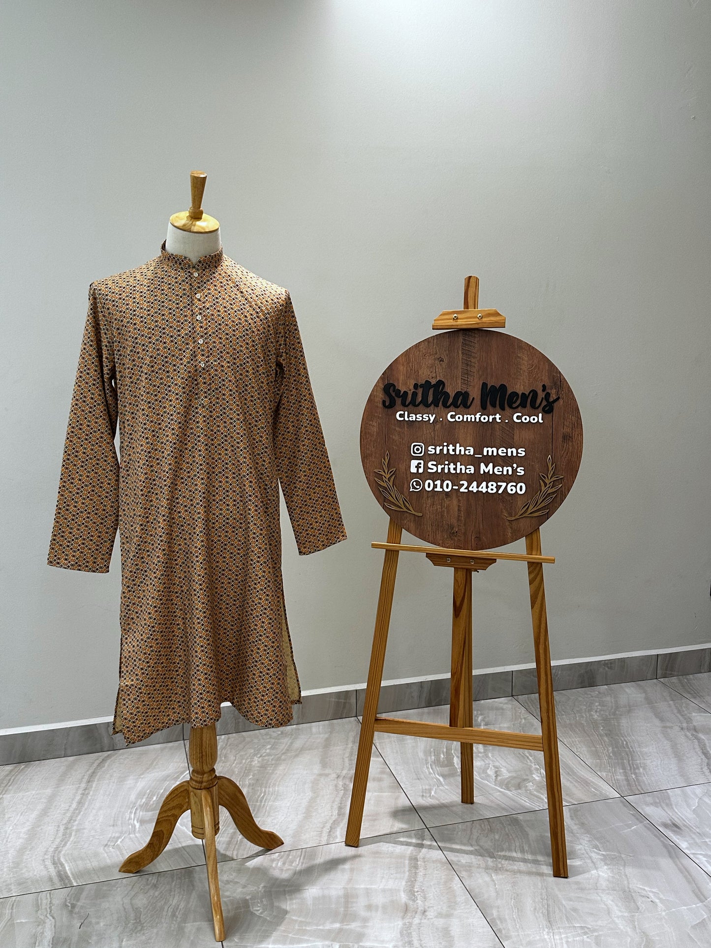SM0924-01-17 Orange Soft Cotton Blend Kurta