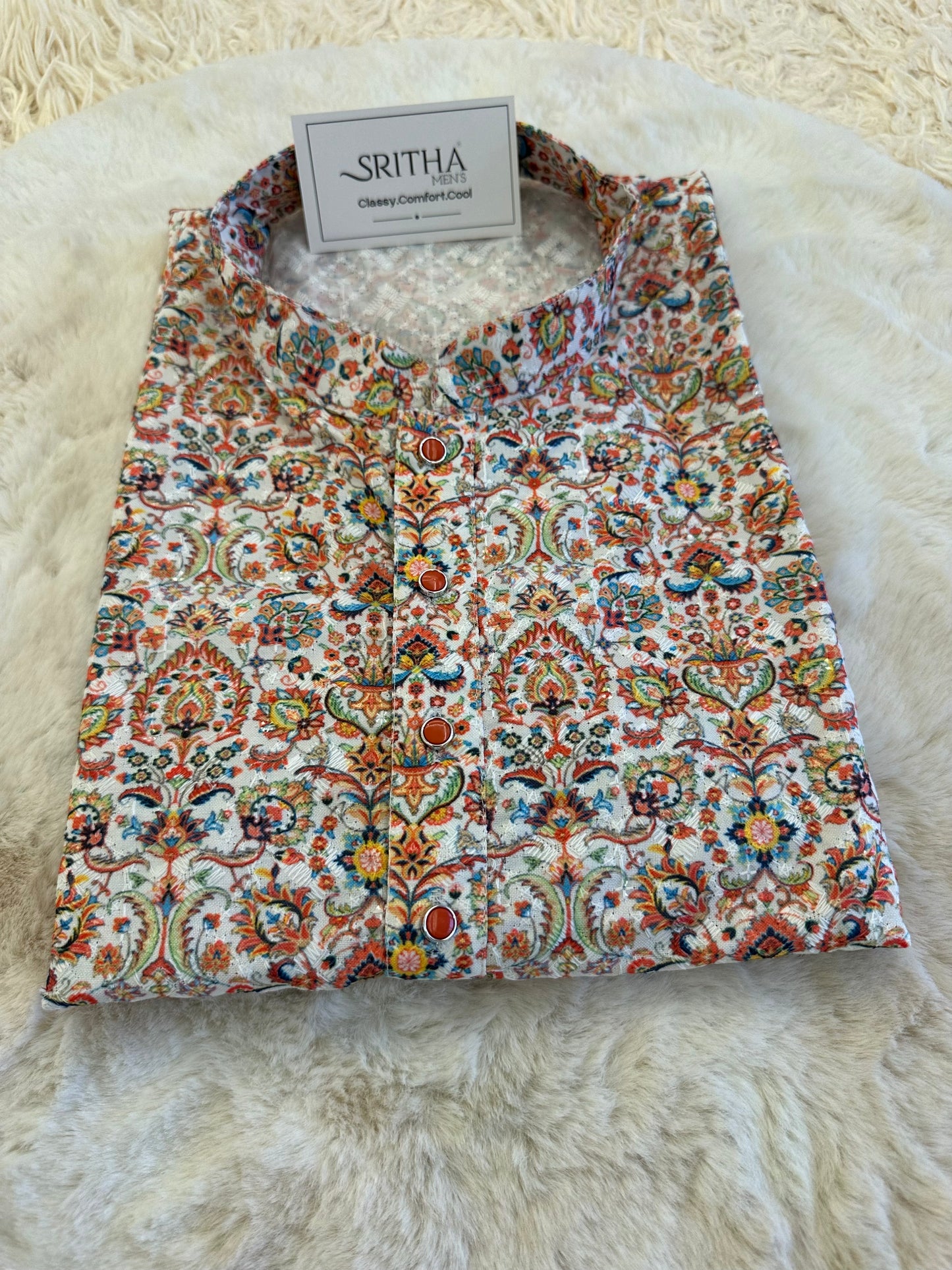 SM0525-02-11 Colourful Cotton Chikan Kurta Set