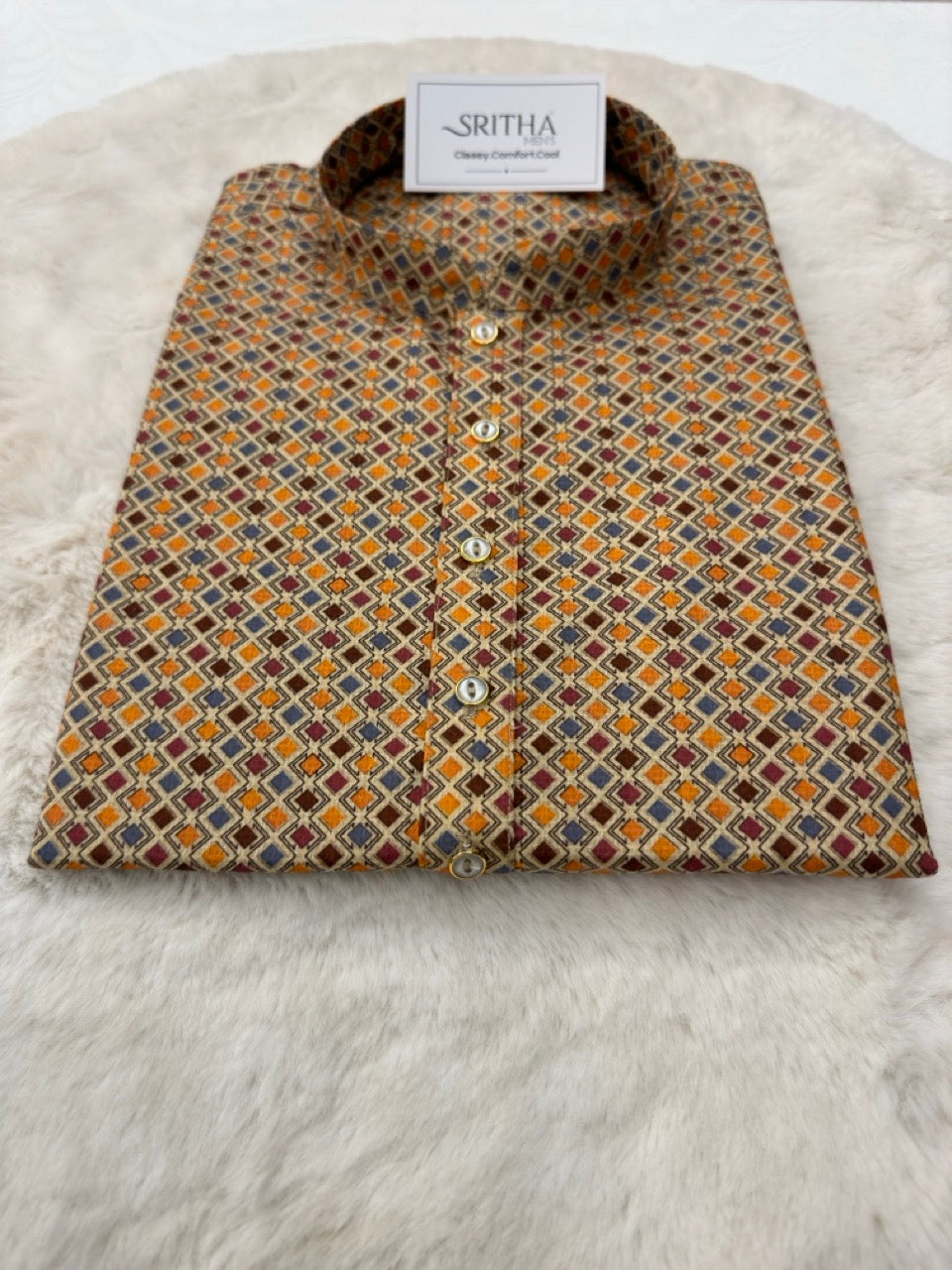 SM0924-01-17 Orange Soft Cotton Blend Kurta