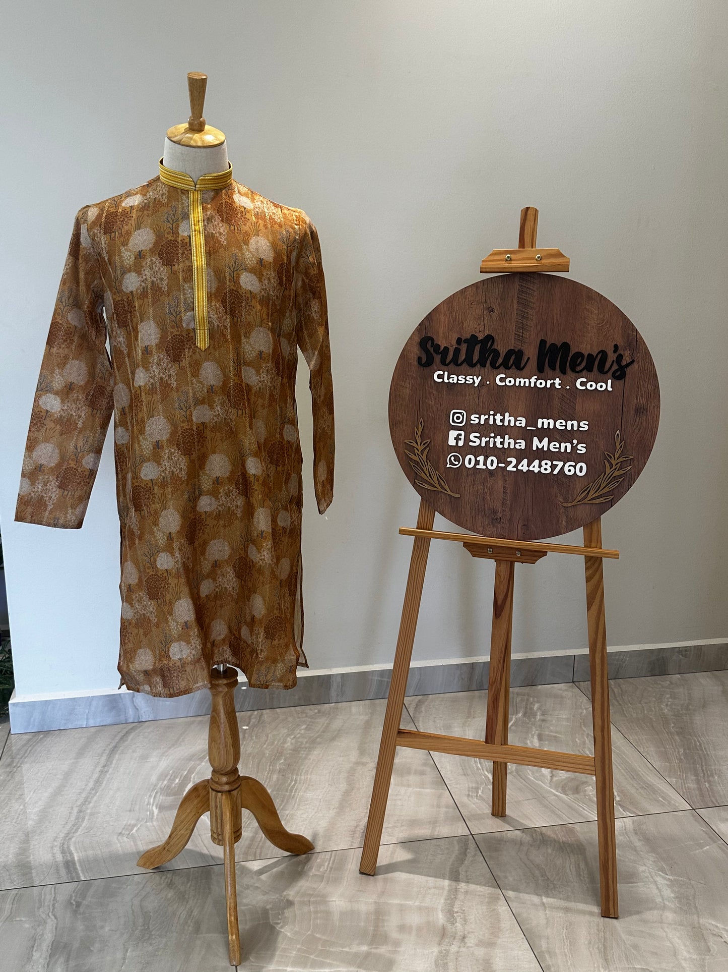 SM1224-01-04 Yellow Floral Cotton Silk Kurta