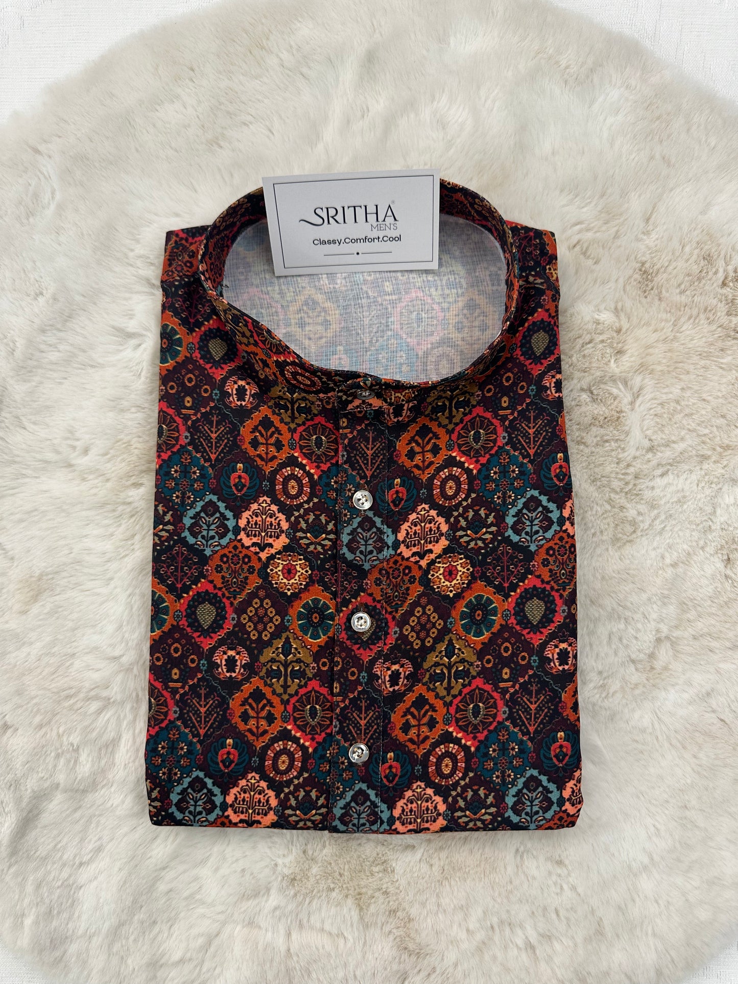 SM0625-01-13 Multi Colour Viscose Print Kurta