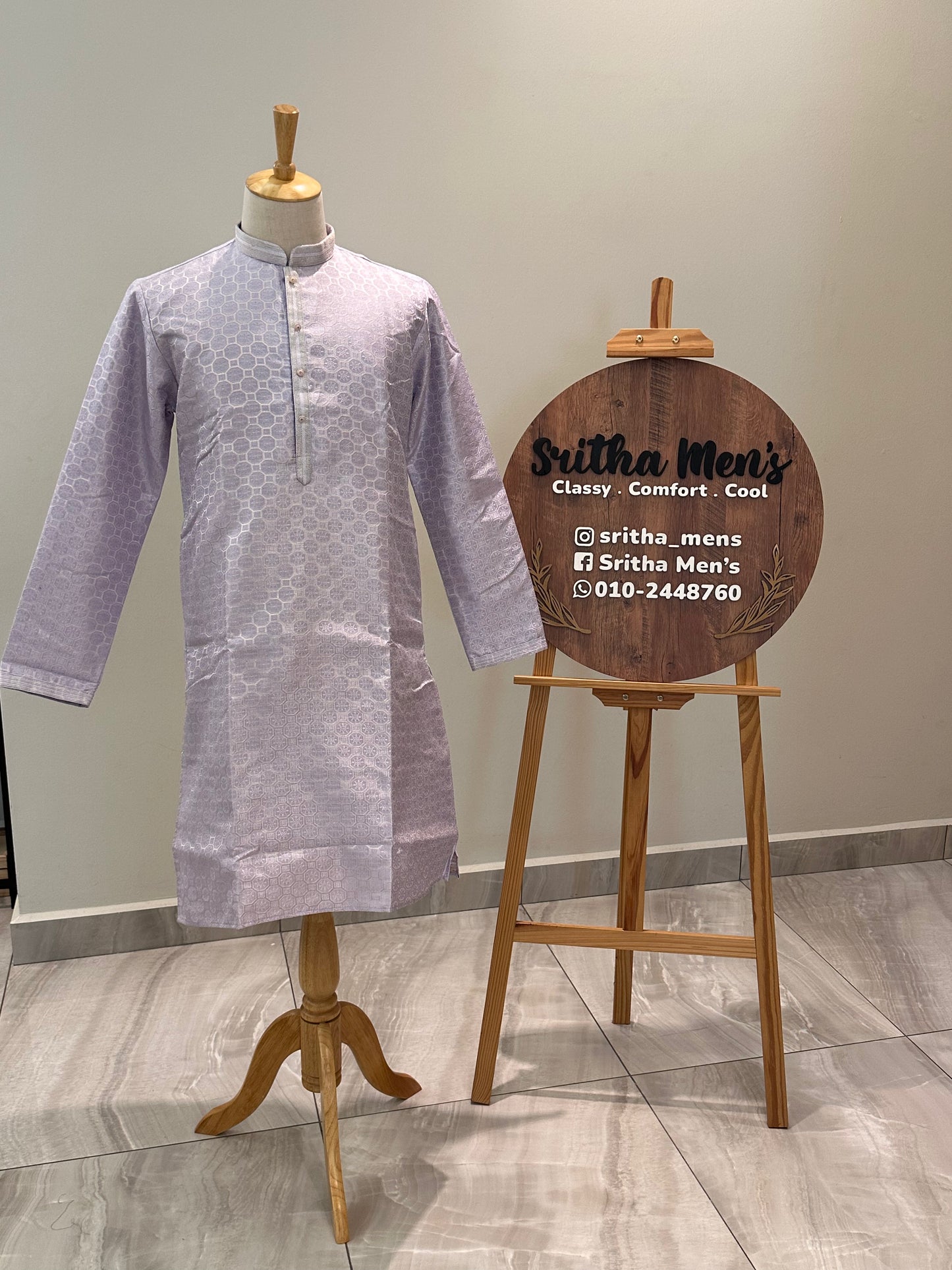 SM0225-02-12 Lavender Silk Blend Kurta with Full Cotton Lining