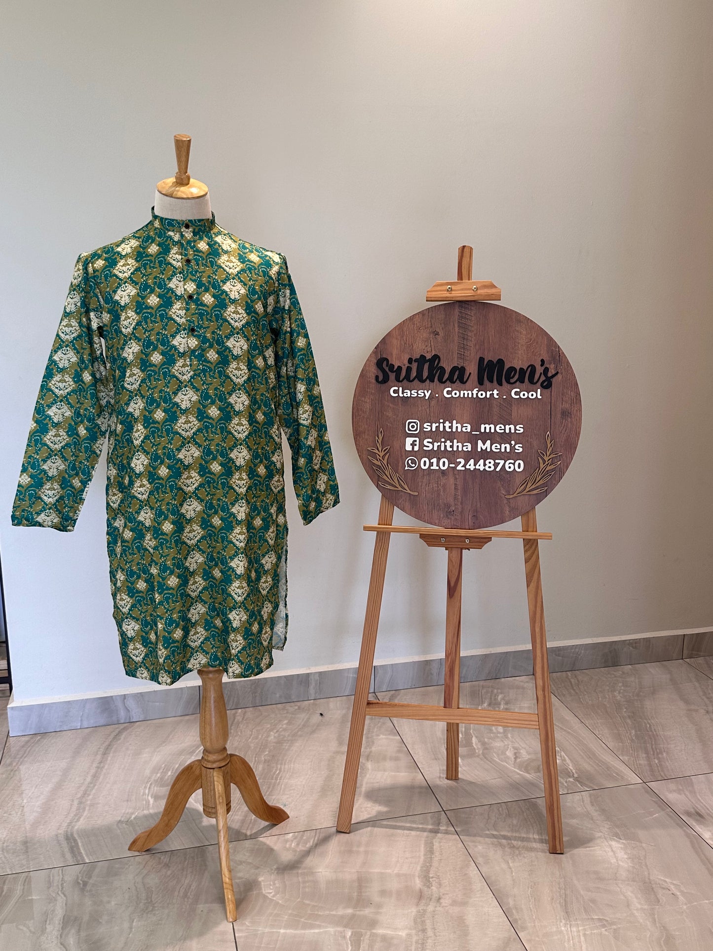 SM0225-03-04 Green Yellow Cotton Kurta