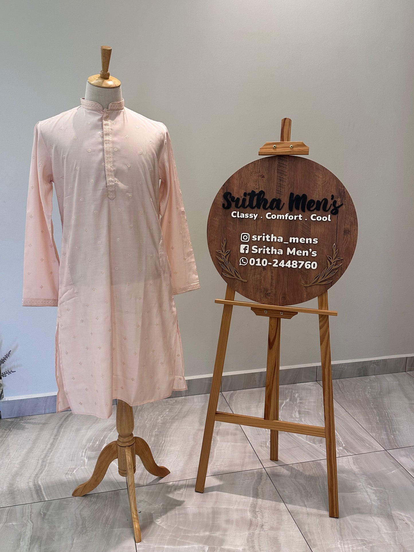 SM0325-06-04 Pink Soft Silk & Embroidery Kurta Set