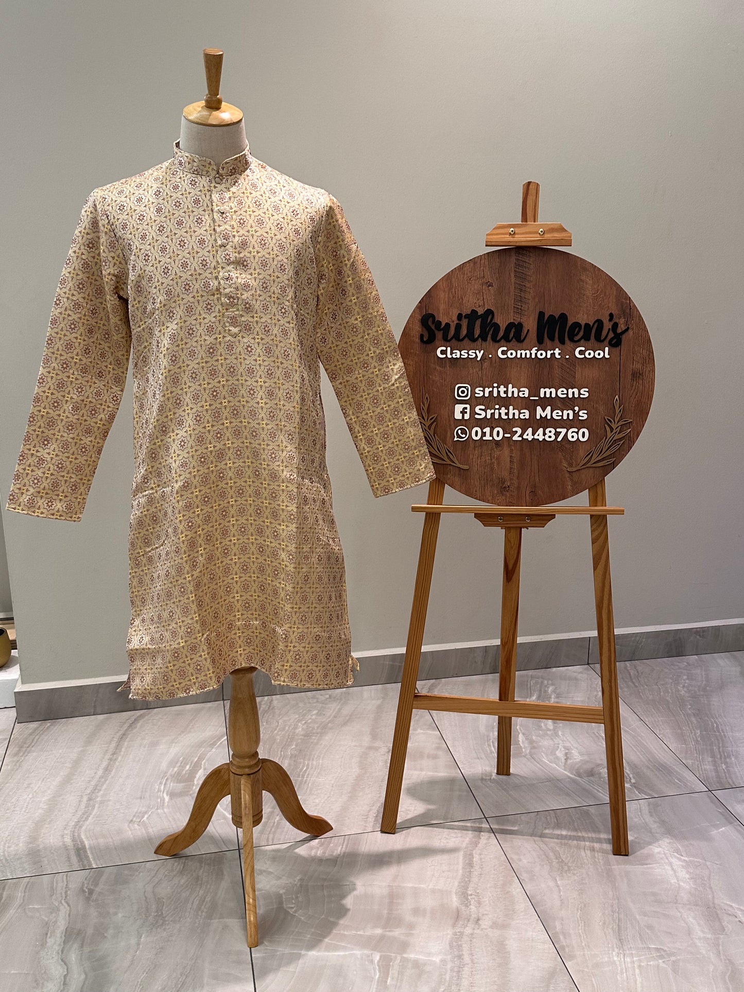 SM0525-02-07 Pastel Yellow & Pink Embroidery Jacquard Silk Kurta Set