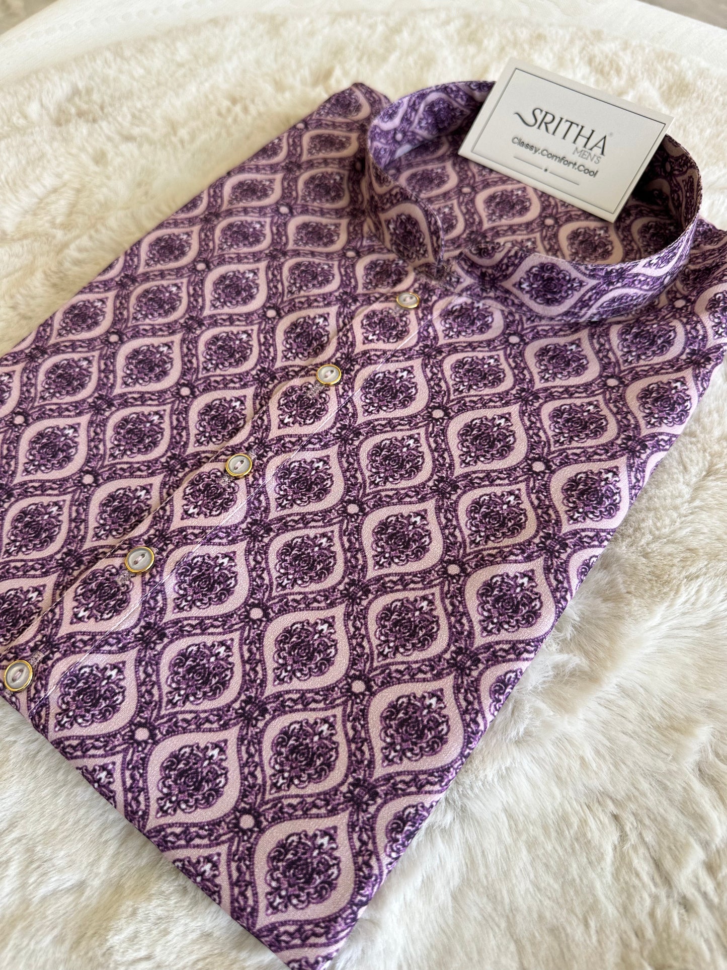 SM0625-01-11 Lavender Khadi Silk Kurta