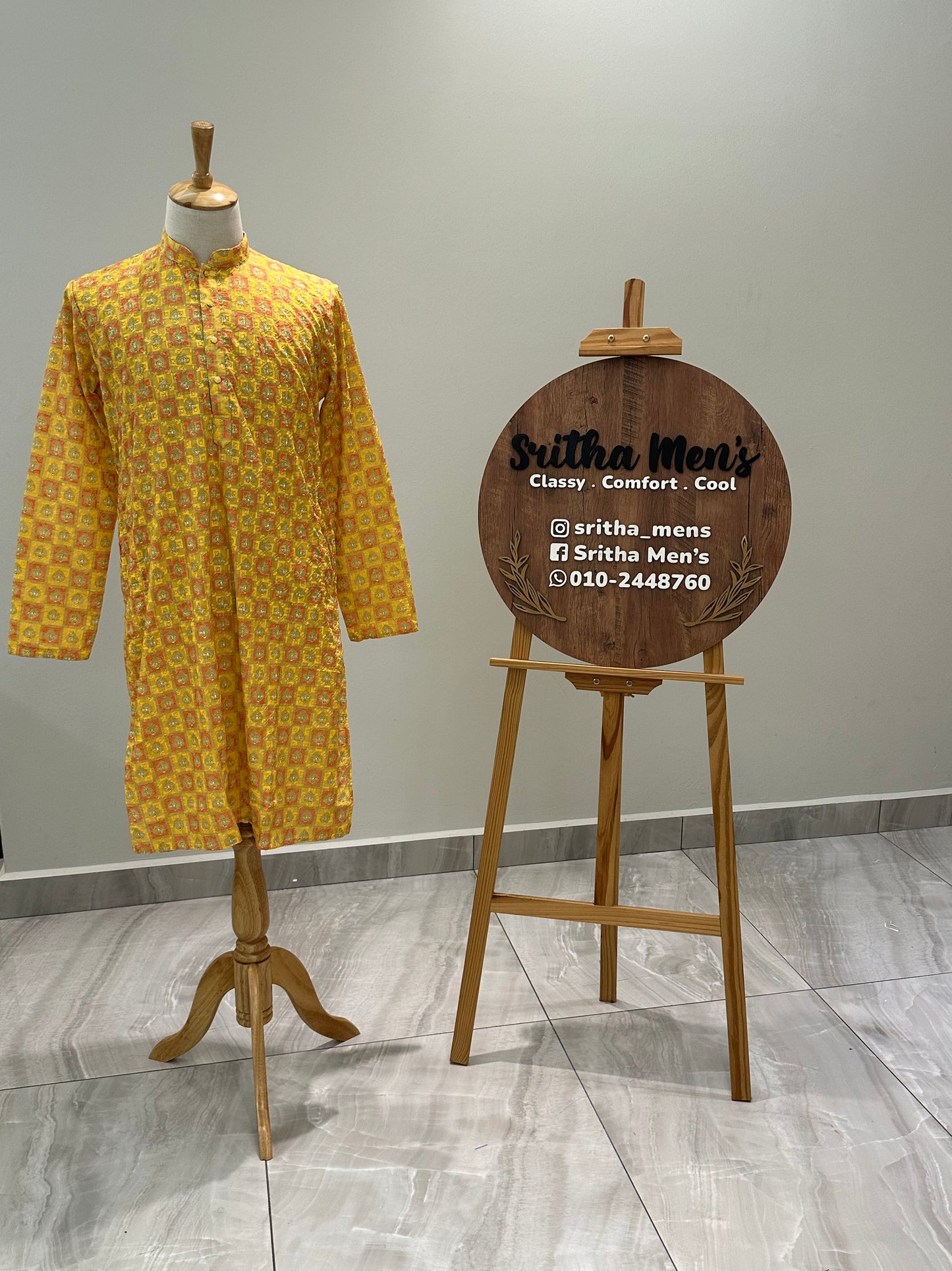 SM1024-02-01 Yellow Chikan Cotton Kurta Set
