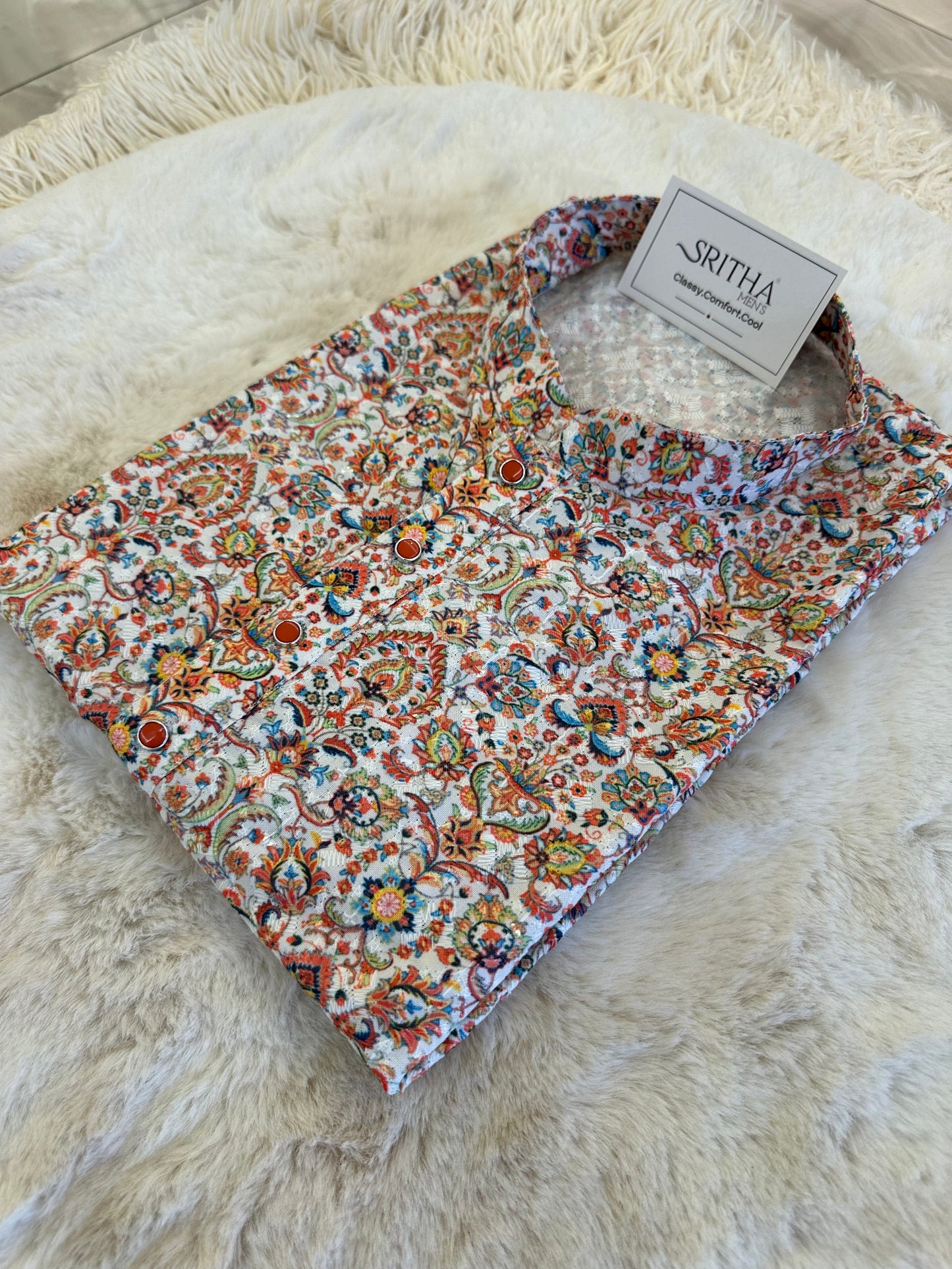 SM0525-02-11 Colourful Cotton Chikan Kurta Set
