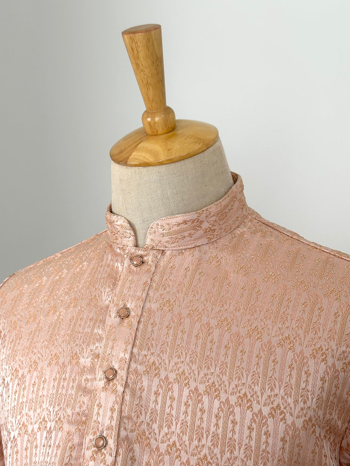 SM0826-02-11 Peach Orange Embossed Jacquard Silk Blend Kurta Set