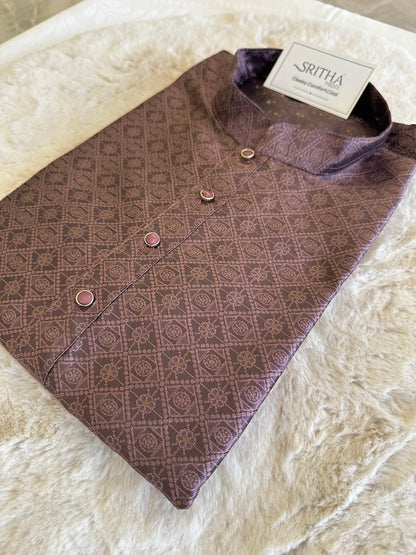 SM0525-02-03 Deep Maroon with Brown Undertone Silk Blend Kurta Set