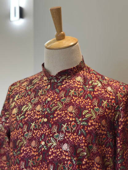 SM1125-02-14 Dark Red Light Silk Blend Kurta Set